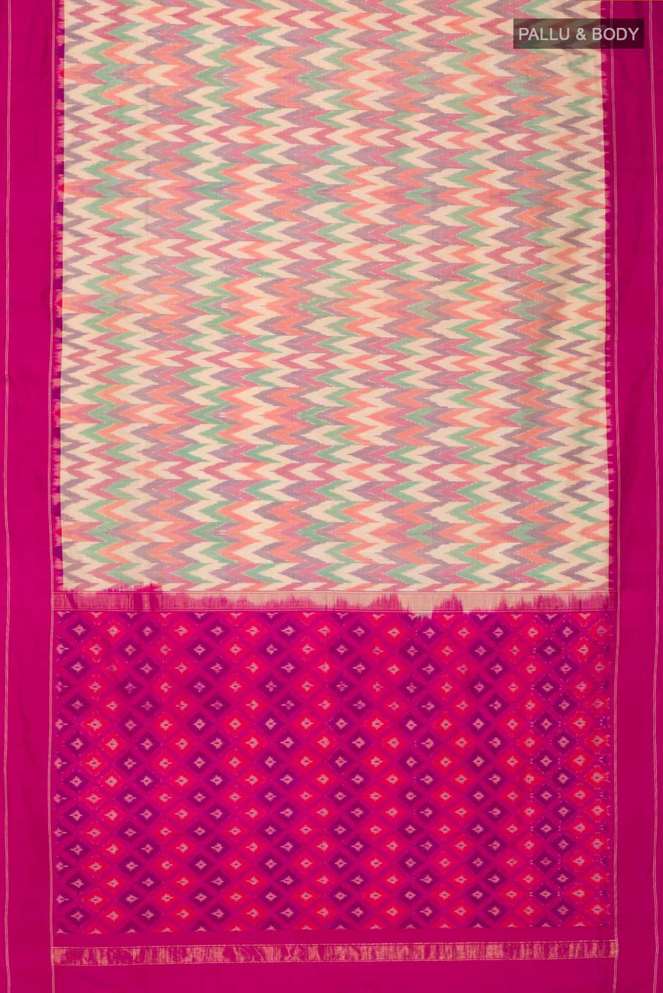Beige Pochampally Silk Saree