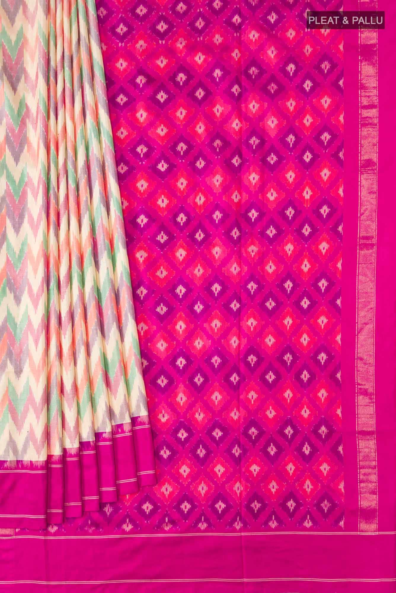 Beige Pochampally Silk Saree