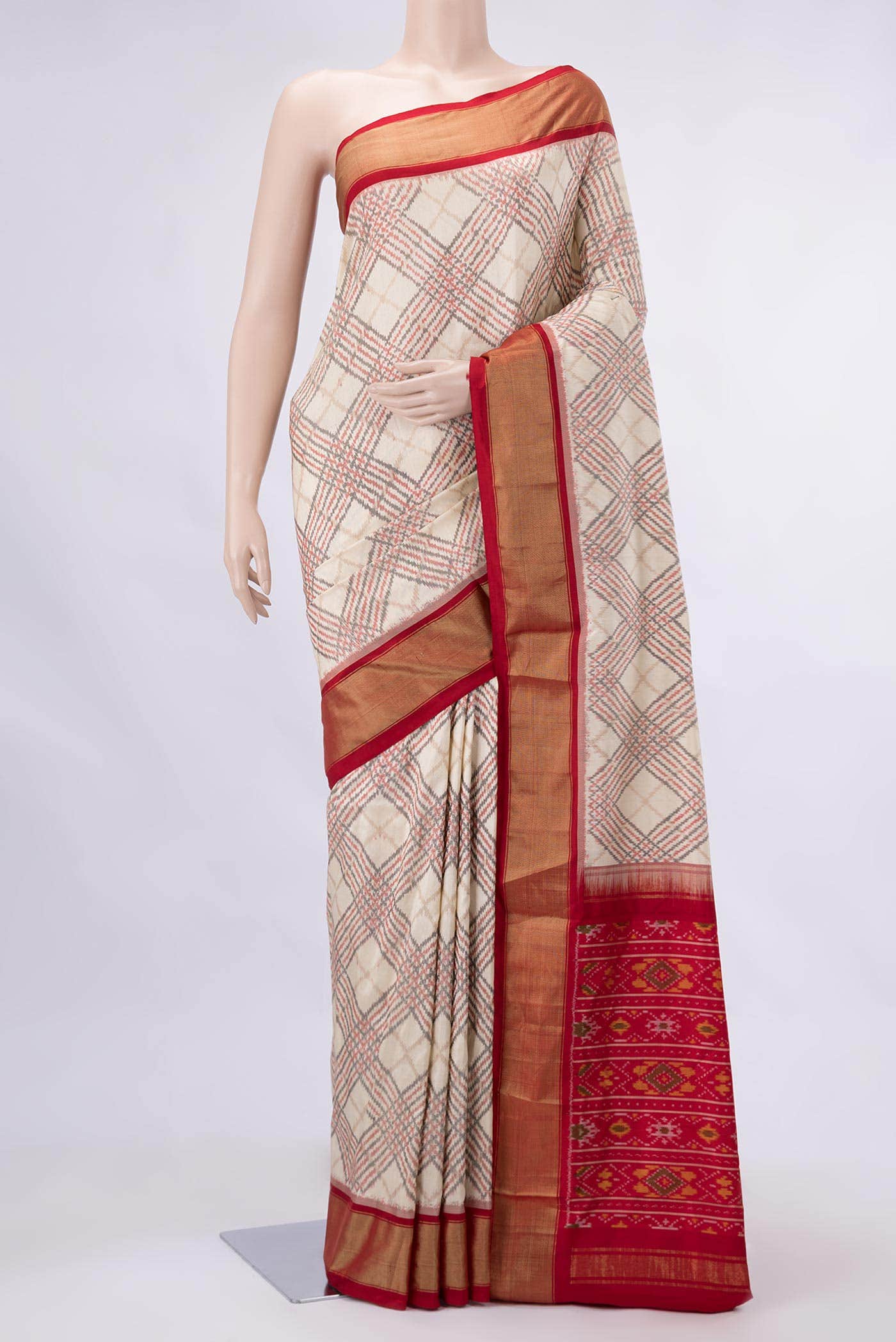 Sandal Dual Tone Double Ikat Saree