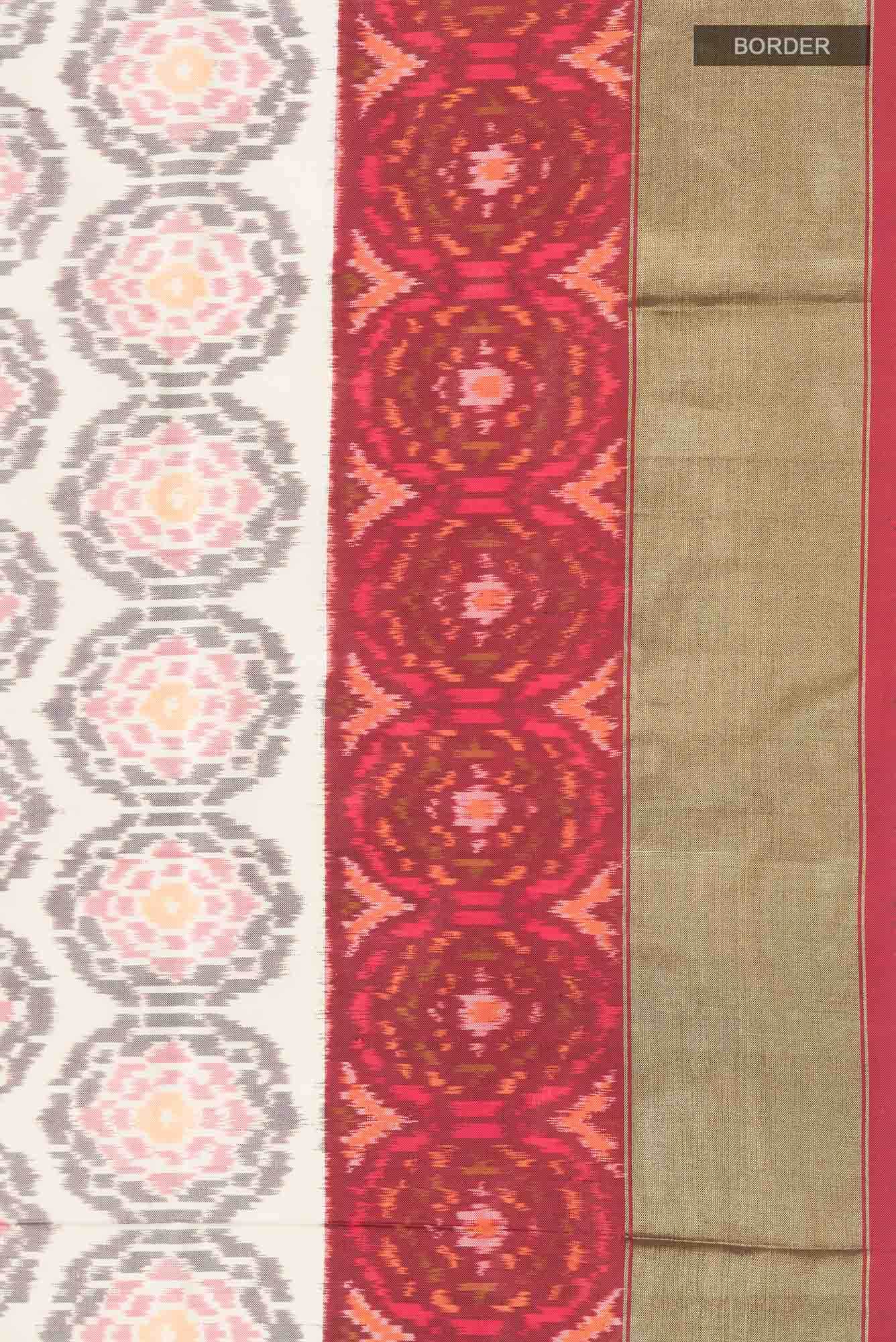 Off White Pochampally Silk Saree