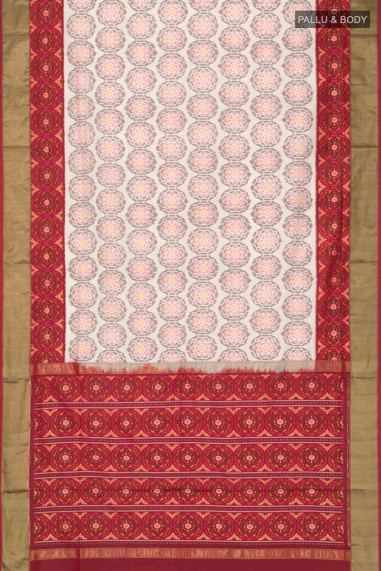 Off White Pochampally Silk Saree