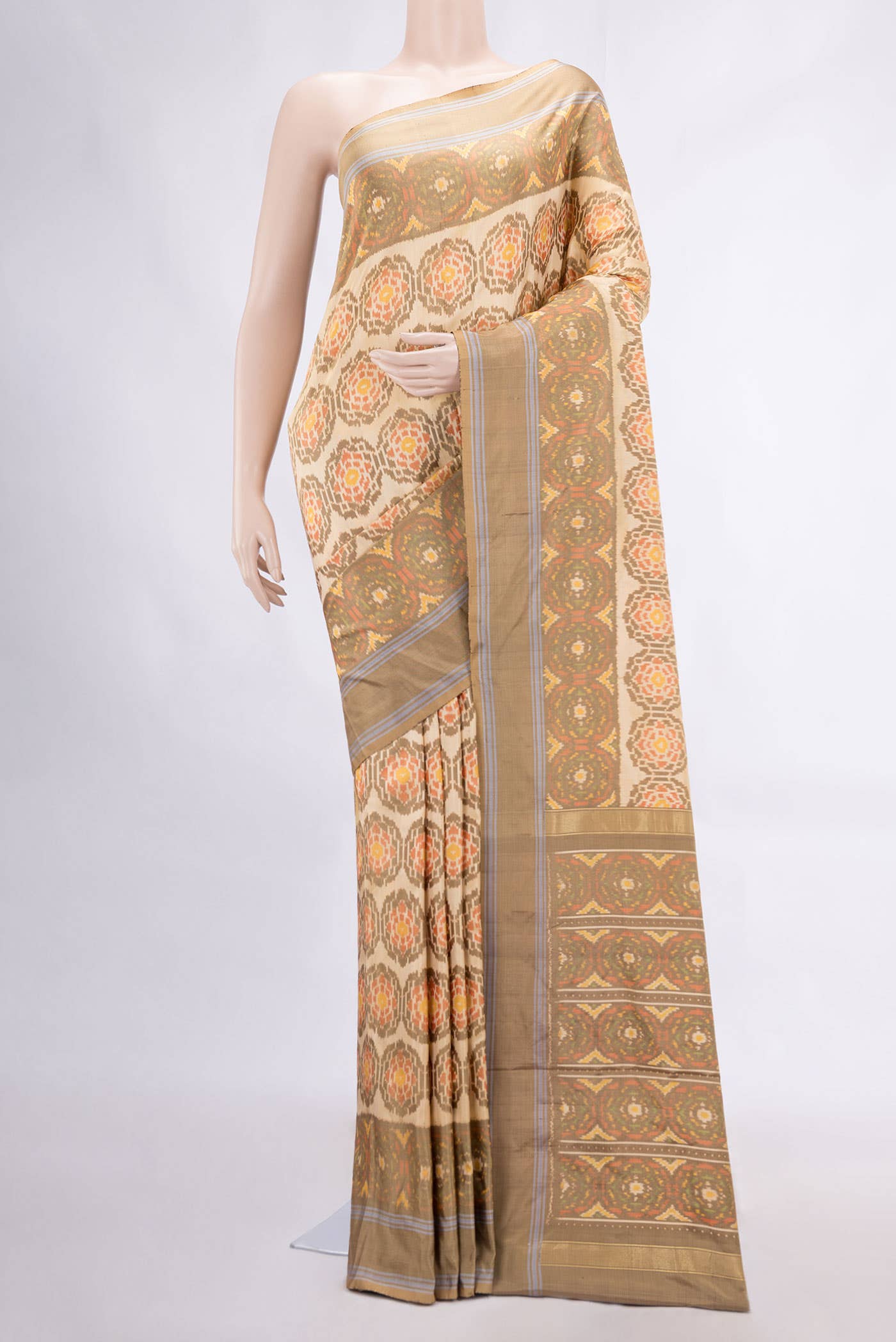 Sandal Dual Tone Double Ikat Saree