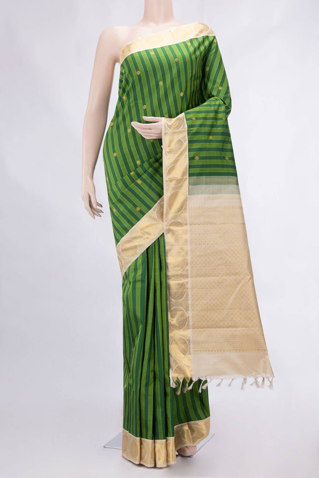 Pure Silk Pure Zari Green Kanchipuram Saree