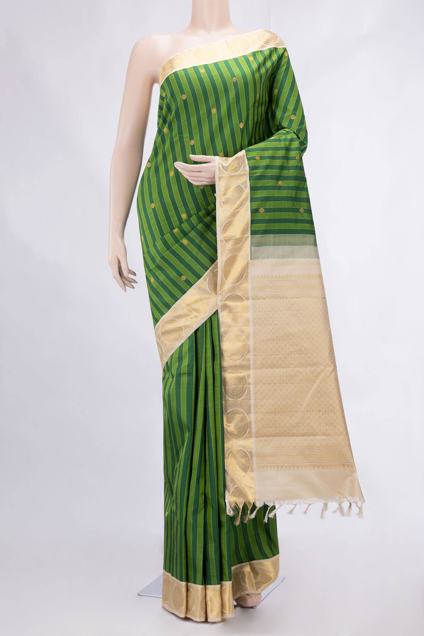 Pure Silk Pure Zari Green Kanchipuram Saree