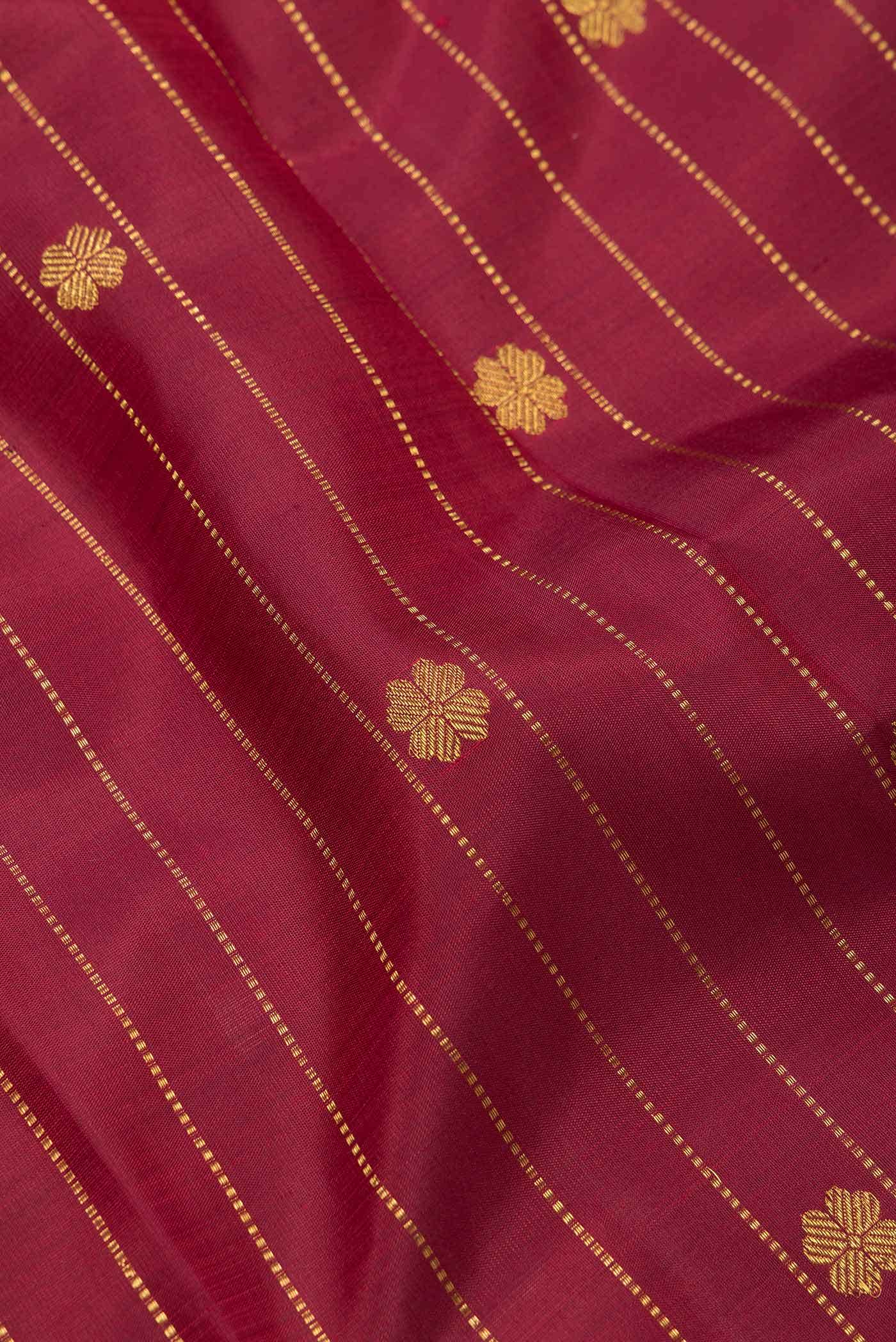 Pure Silk Pure Zari Maroon Dual Tone Kanchipuram Saree