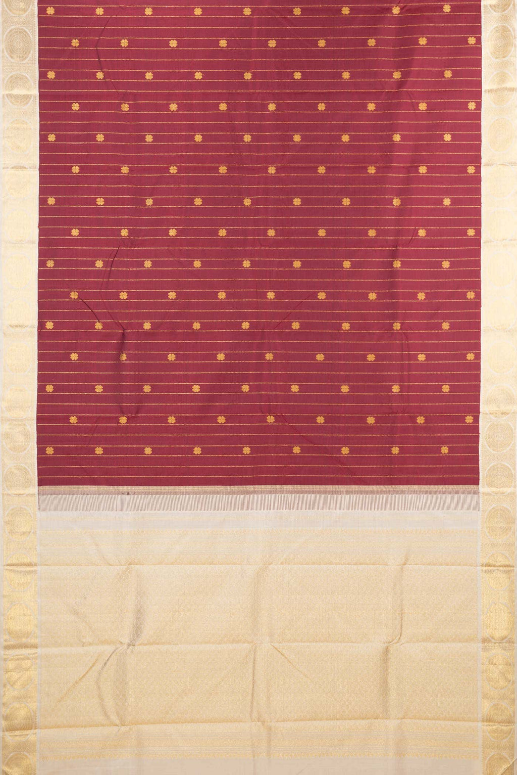 Pure Silk Pure Zari Maroon Dual Tone Kanchipuram Saree