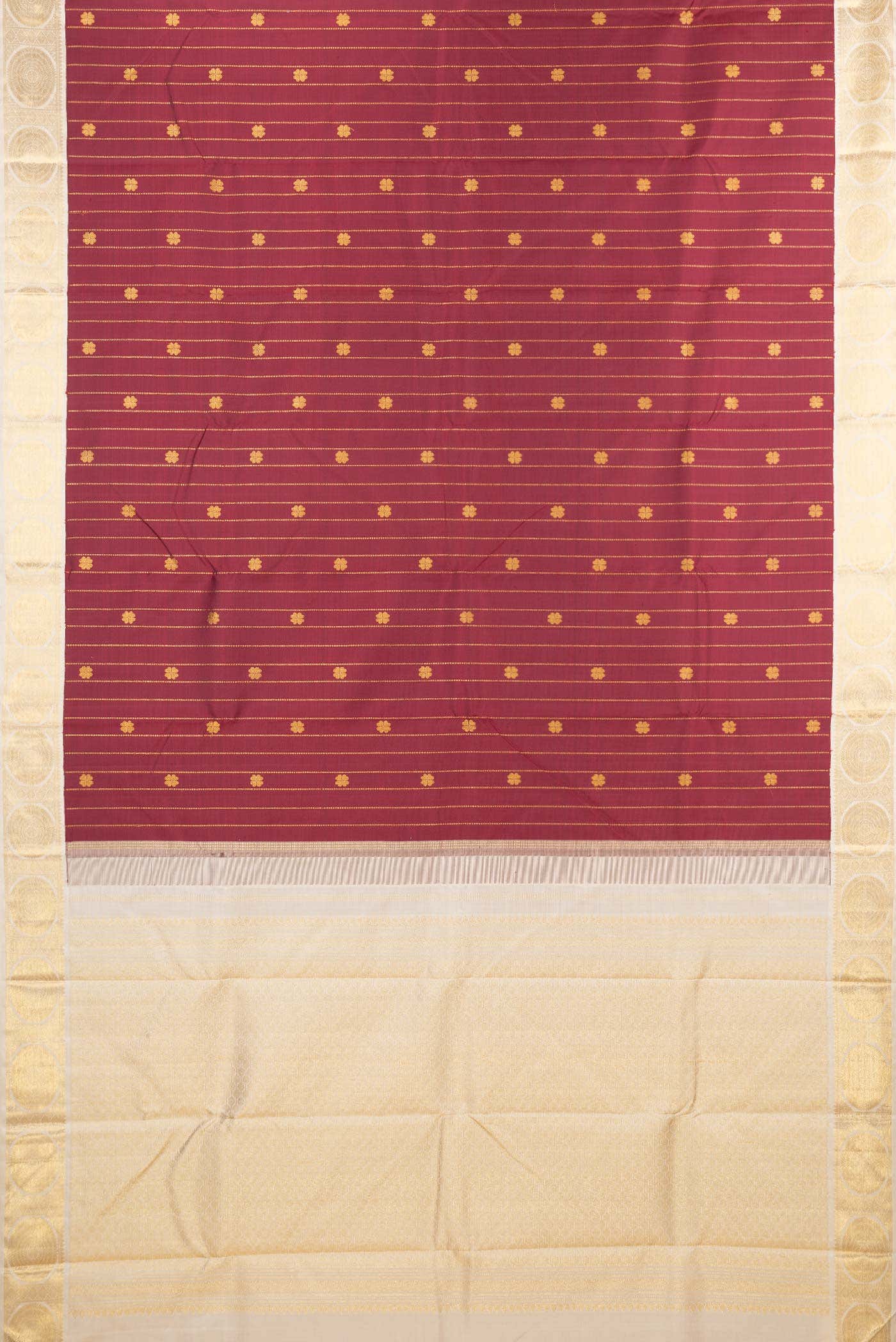 Pure Silk Pure Zari Maroon Dual Tone Kanchipuram Saree