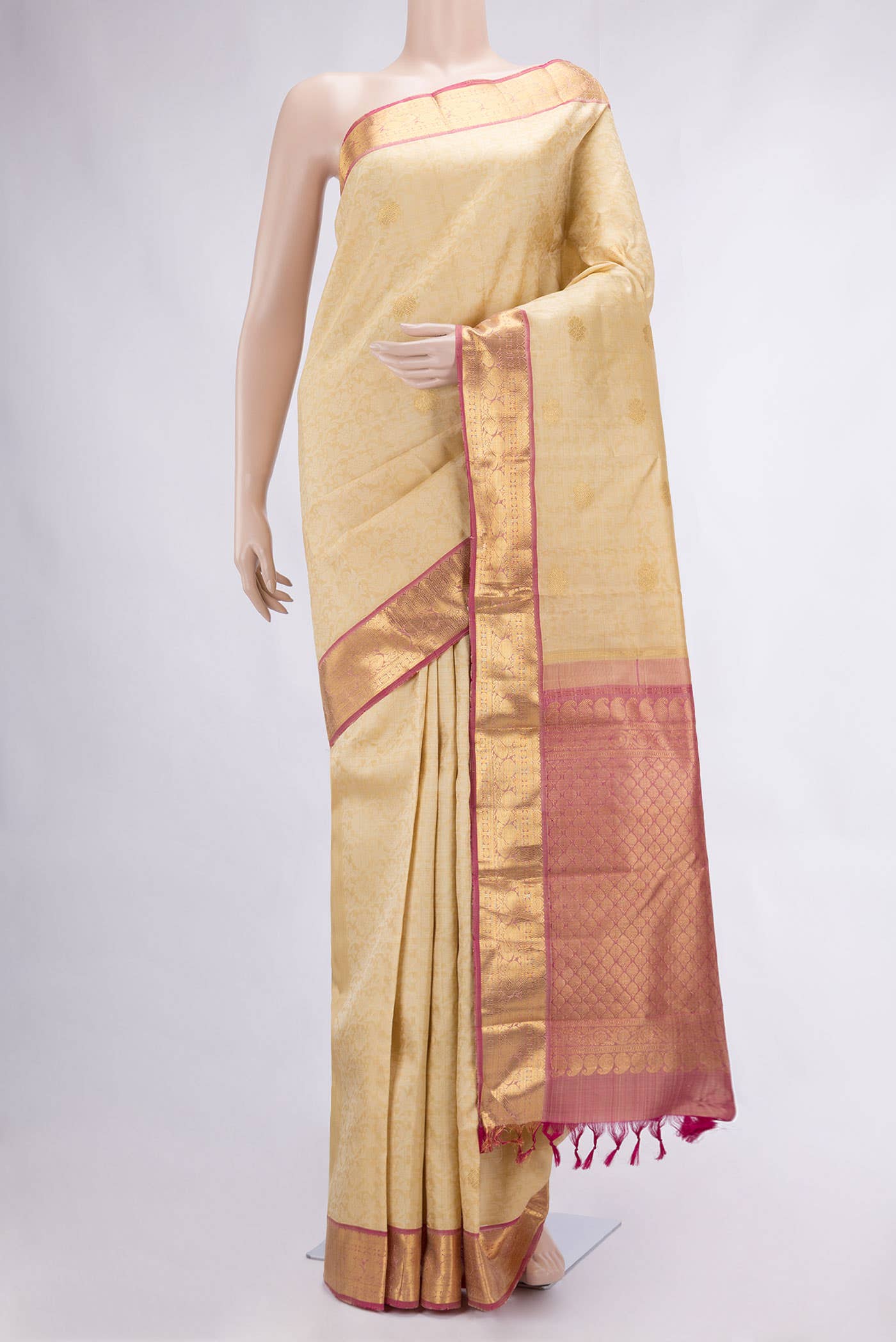 Sandal Dual Tone Kanchipuram Silk Saree