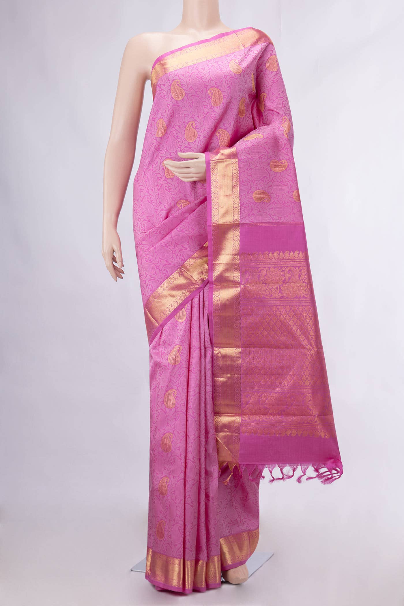 Pink Dual Tone Kanchipuram Silk Saree