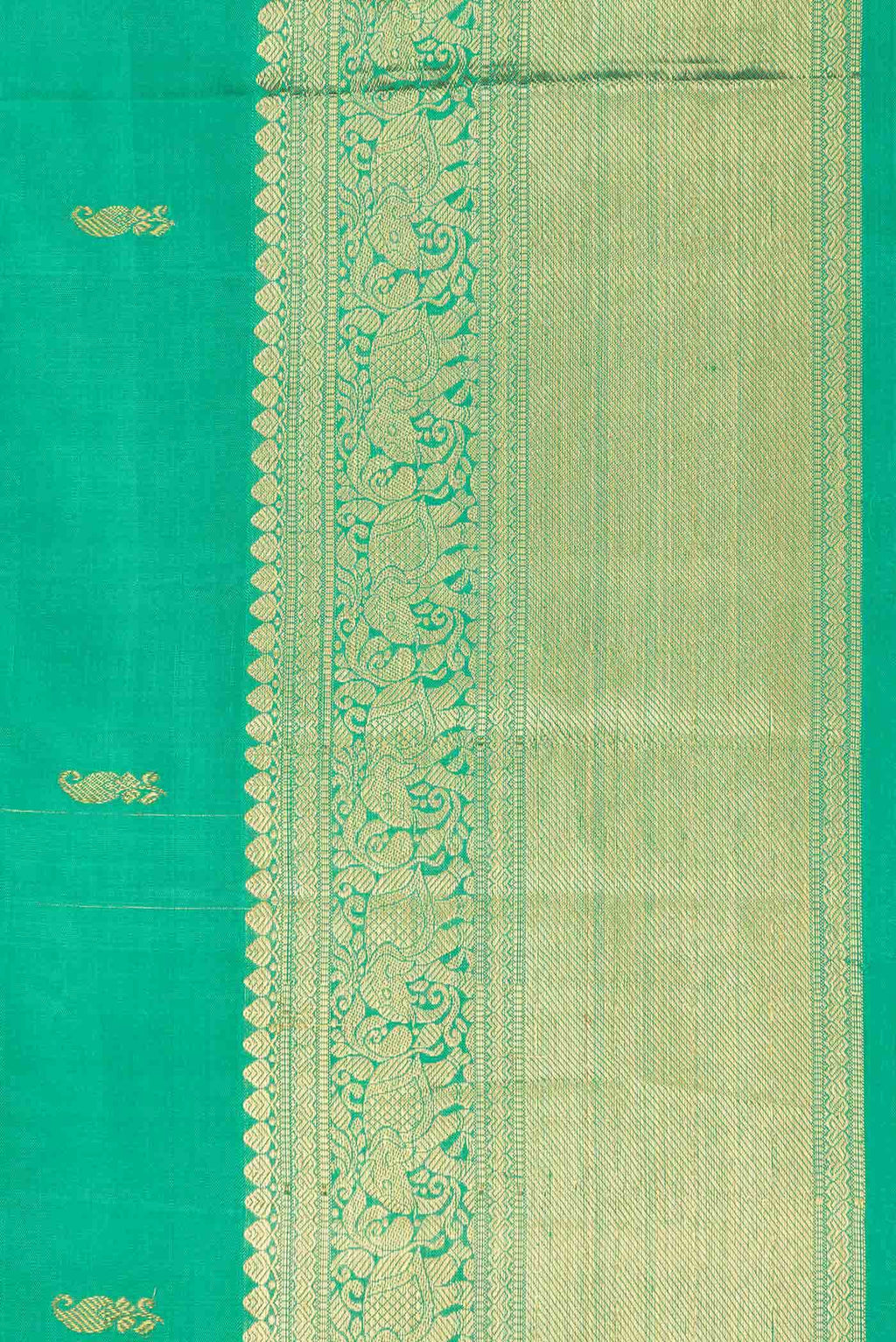 Pure Silk Pure Zari Green Dual Tone Kanchipuram Saree