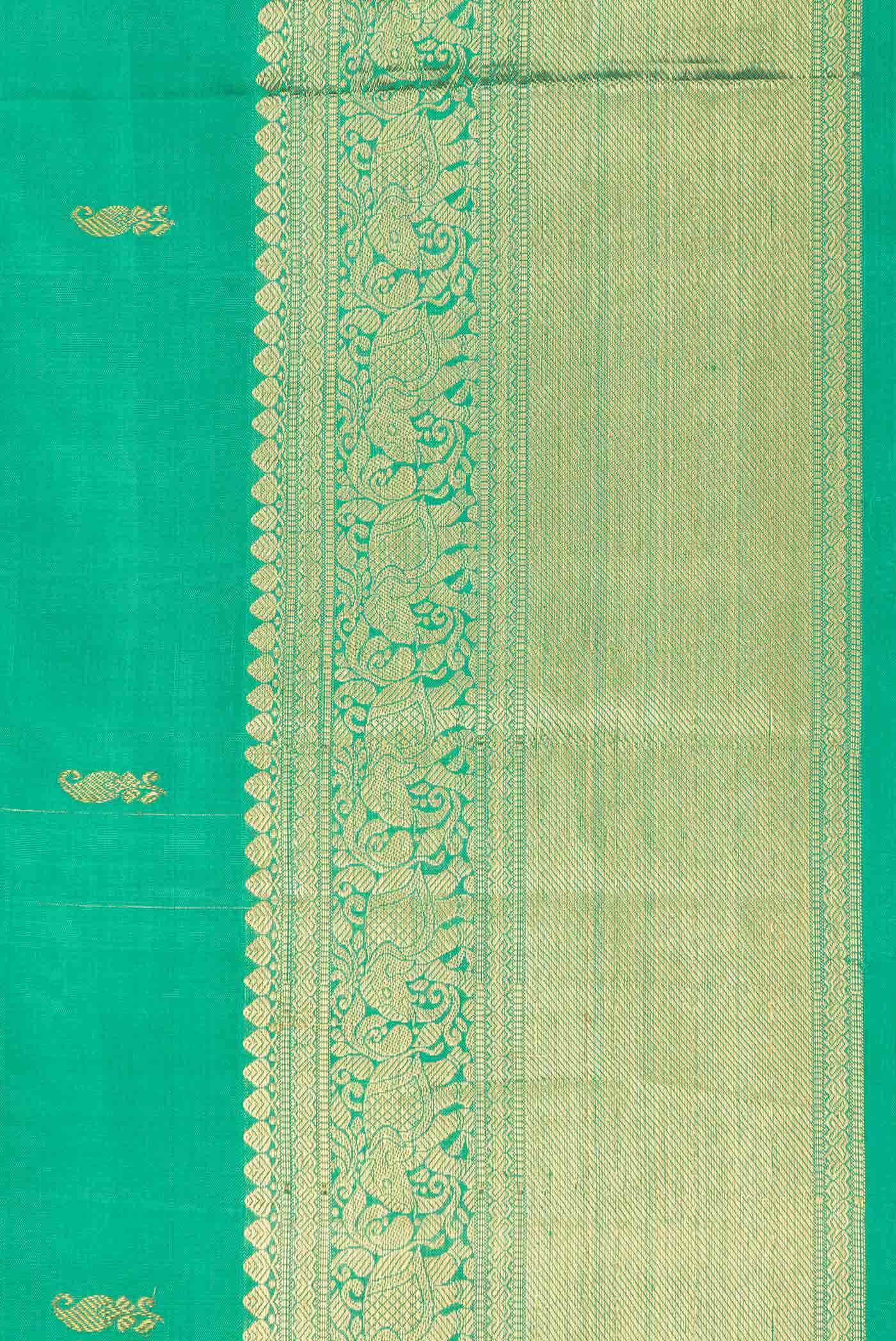 Pure Silk Pure Zari Green Dual Tone Kanchipuram Saree