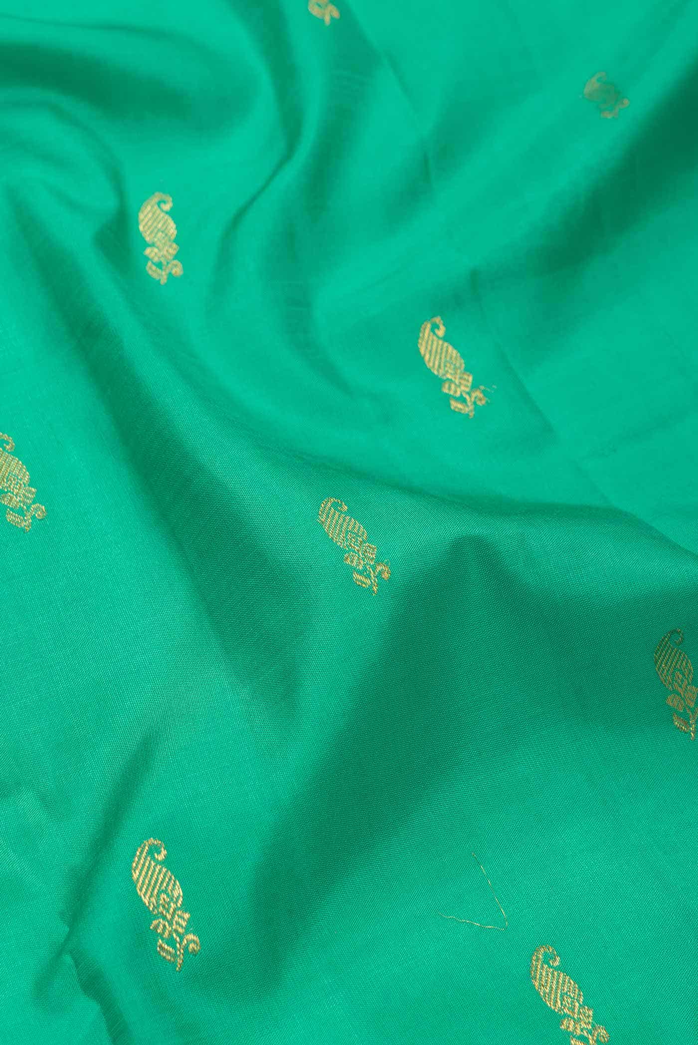 Pure Silk Pure Zari Green Dual Tone Kanchipuram Saree