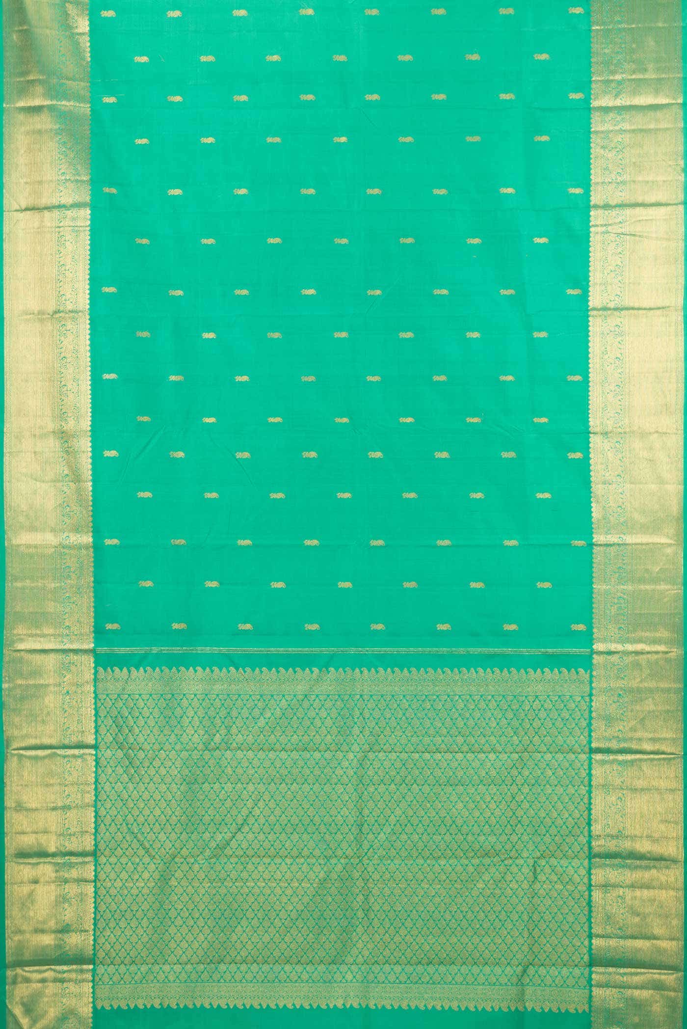 Pure Silk Pure Zari Green Dual Tone Kanchipuram Saree