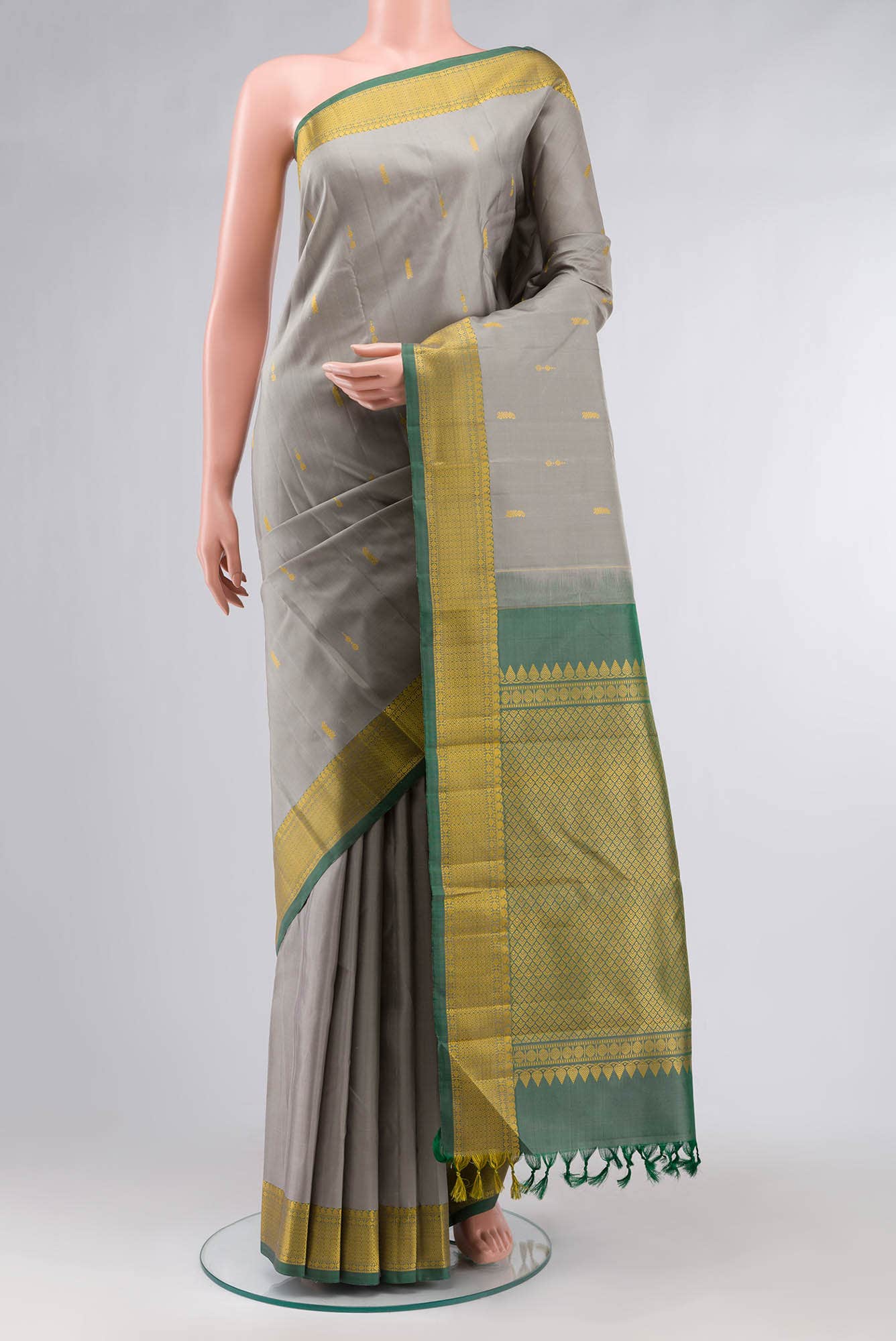 Grey Kanchipuram Silk Saree