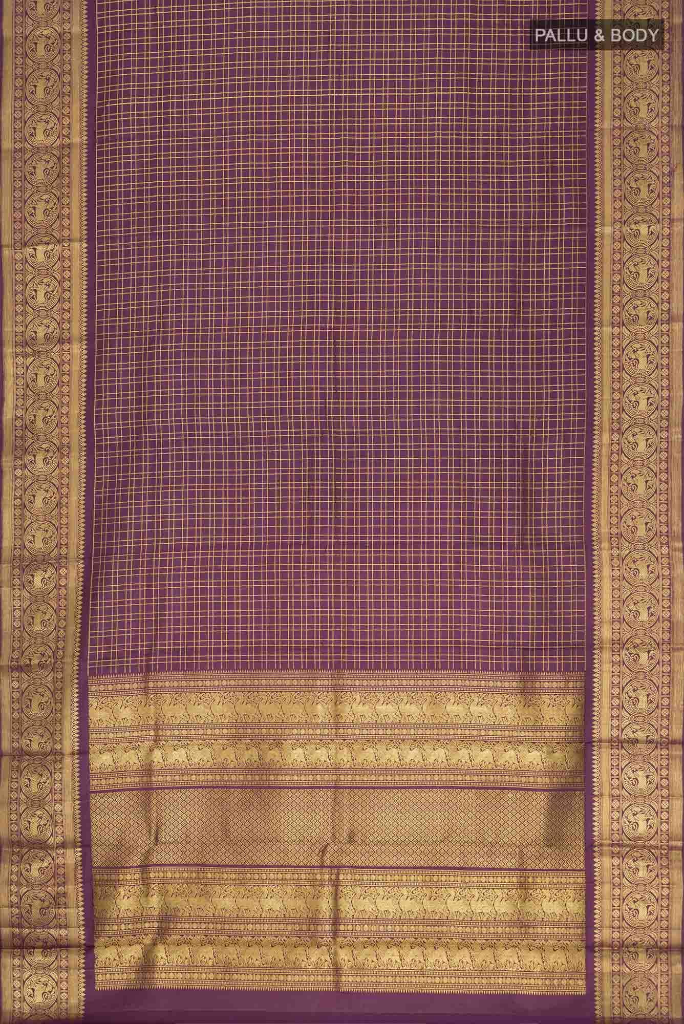 Pure Silk Pure Zari Burgundy Kanchipuram Saree