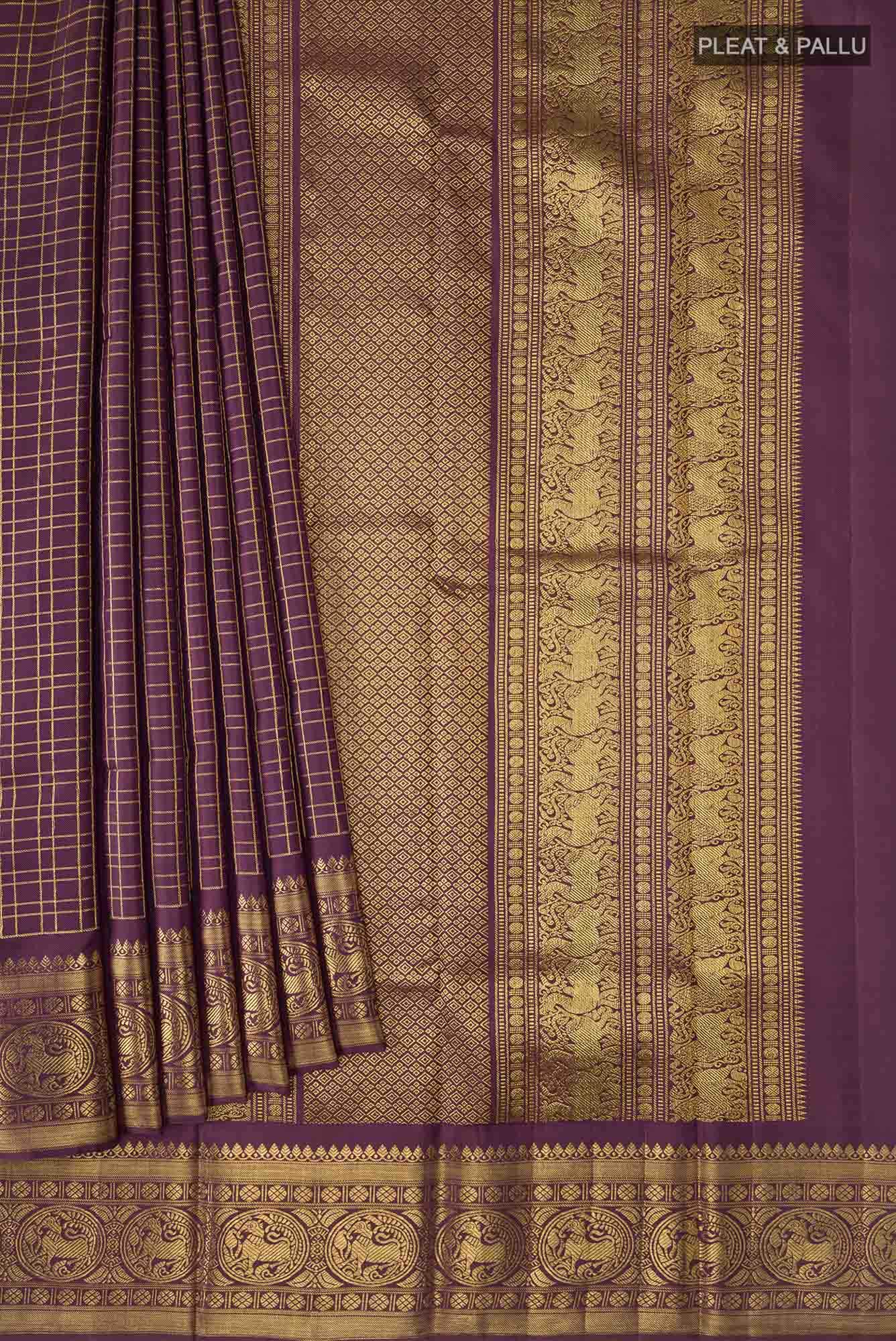Pure Silk Pure Zari Burgundy Kanchipuram Saree
