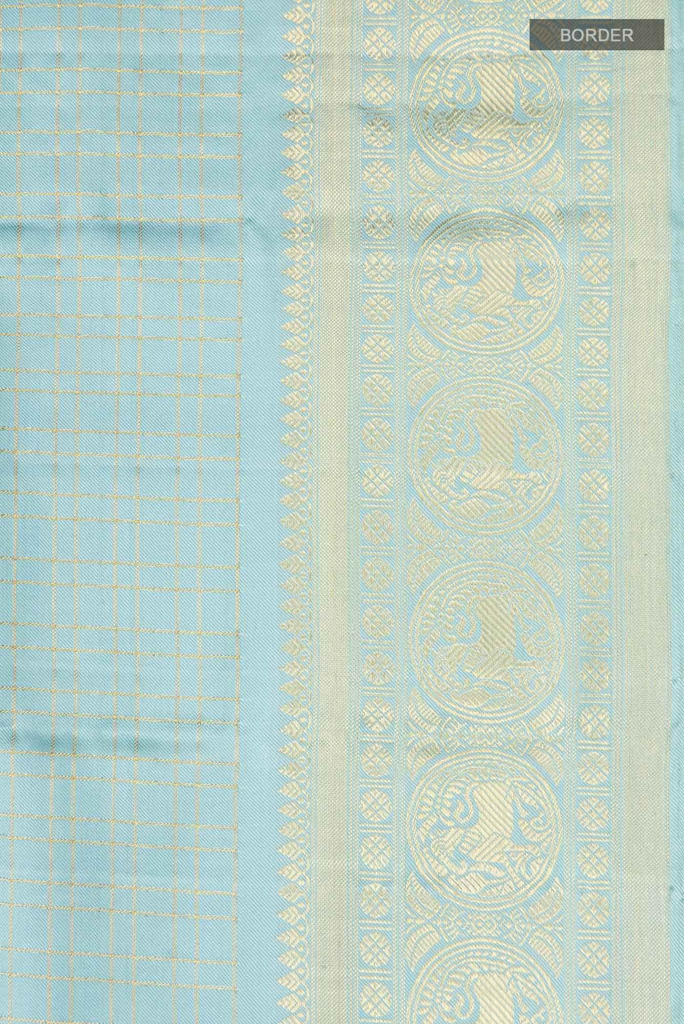 Pure Silk Pure Zari Blue Kanchipuram Saree
