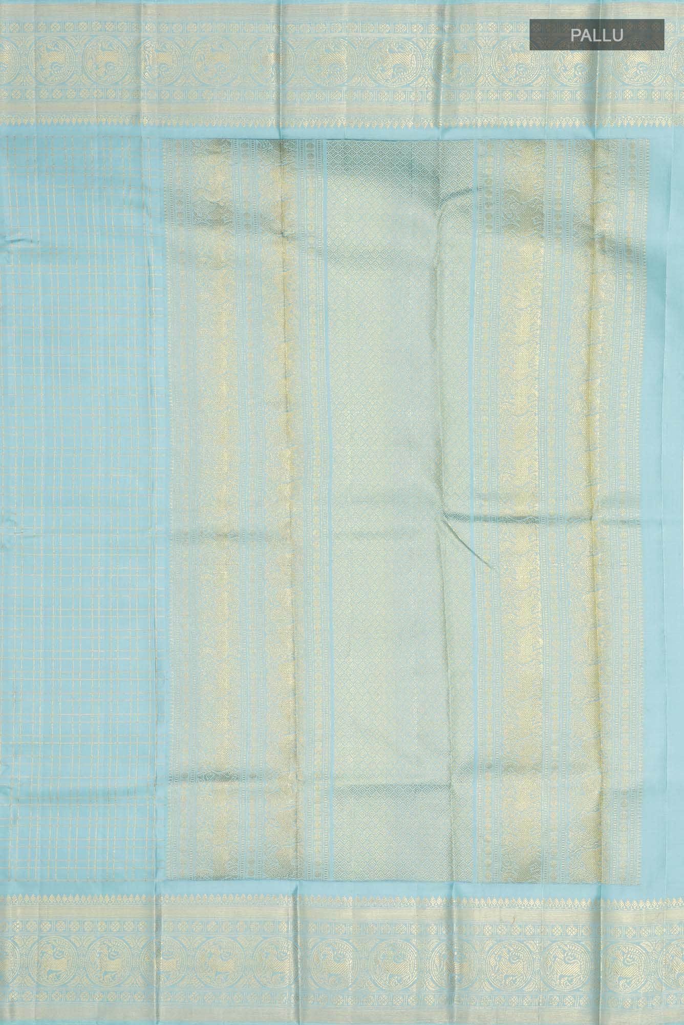 Pure Silk Pure Zari Blue Kanchipuram Saree