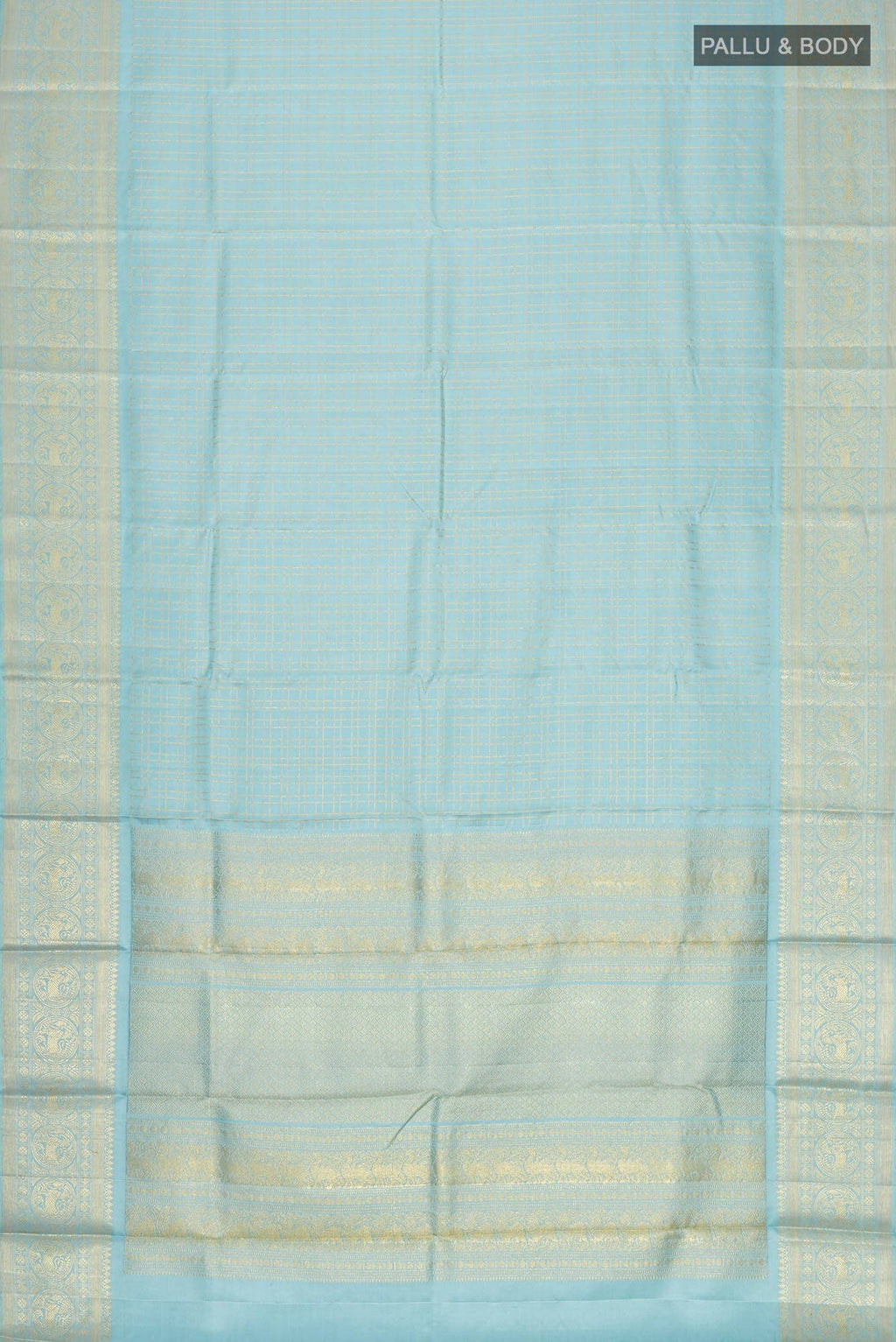 Pure Silk Pure Zari Blue Kanchipuram Saree