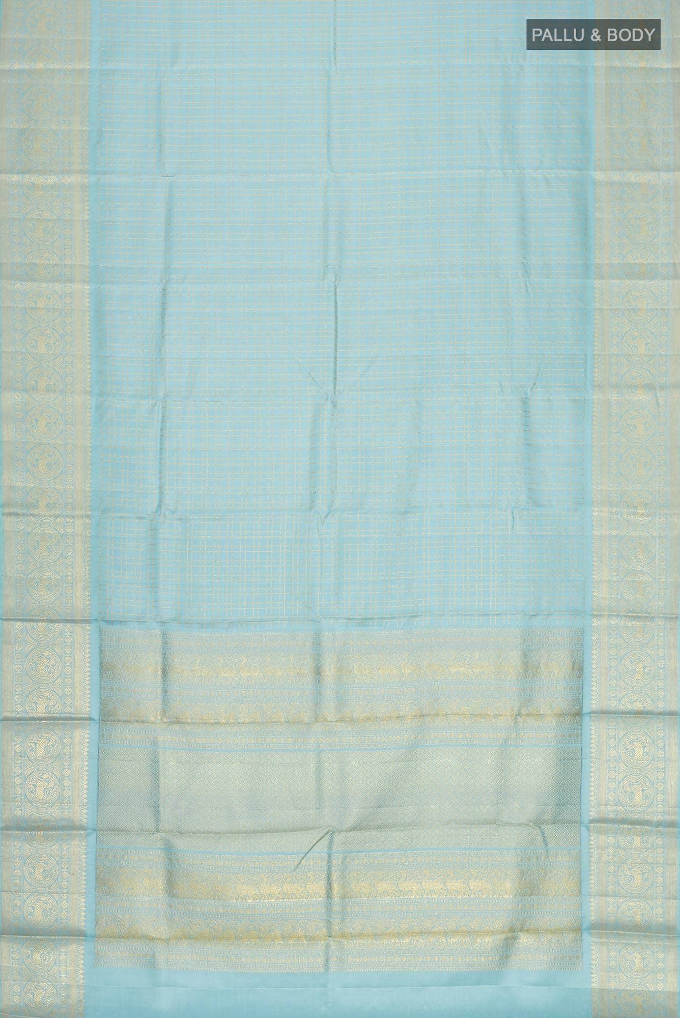 Pure Silk Pure Zari Blue Kanchipuram Saree