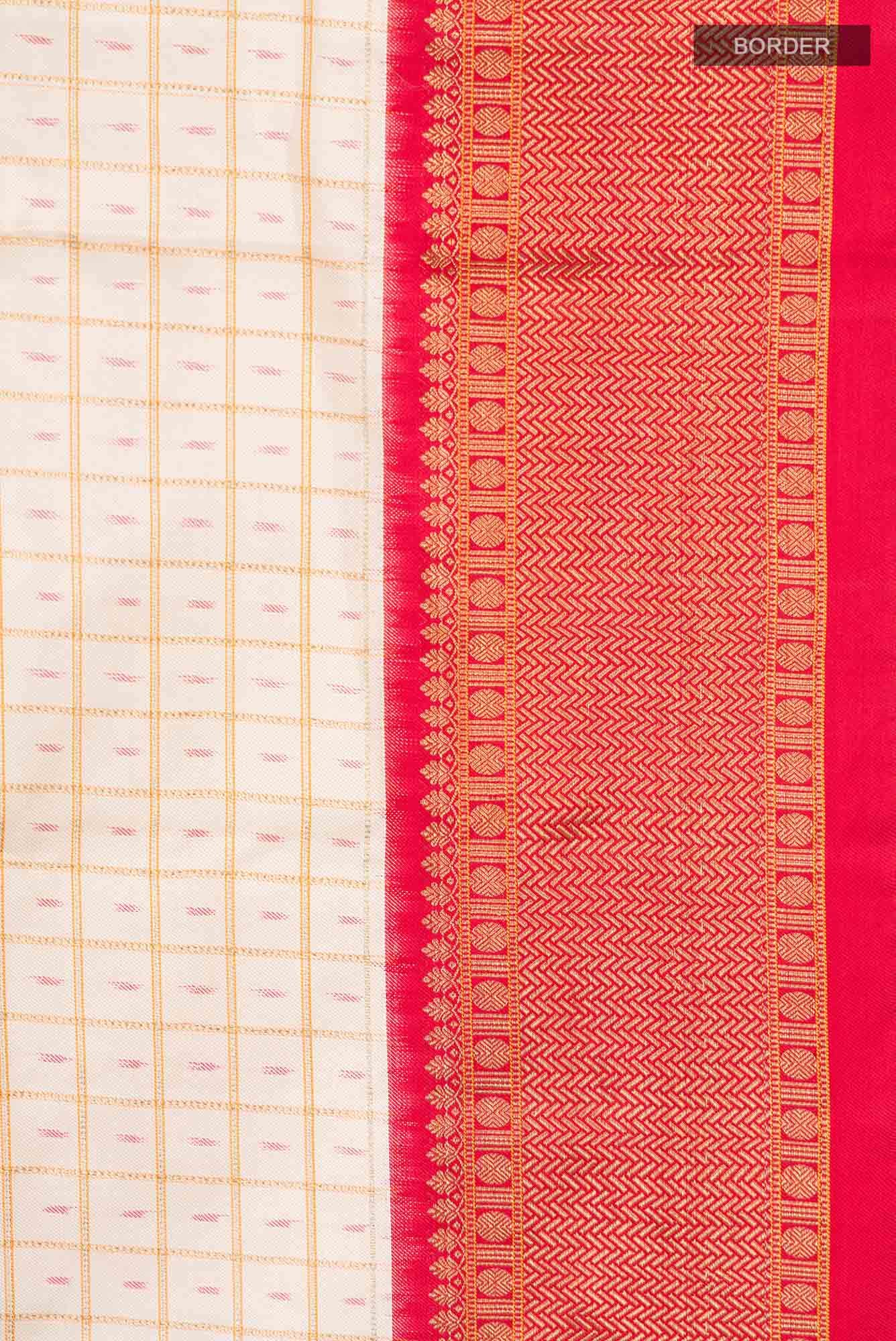 Pure Silk Pure Zari Cream Kanchipuram Saree