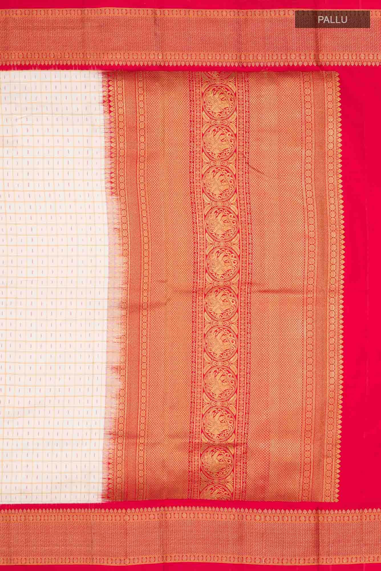Pure Silk Pure Zari Cream Kanchipuram Saree