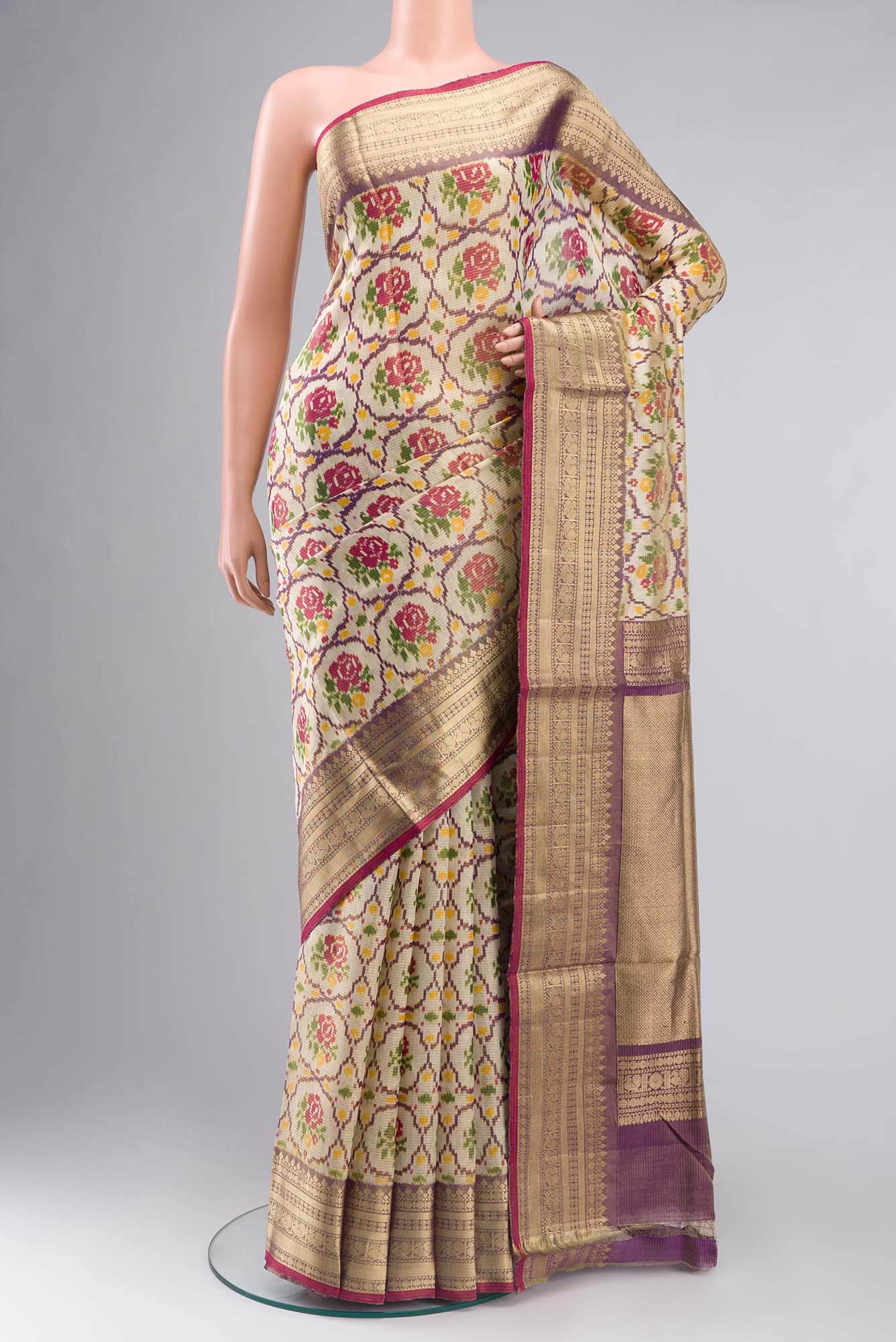 Beige Rajkot Patola Silk Saree