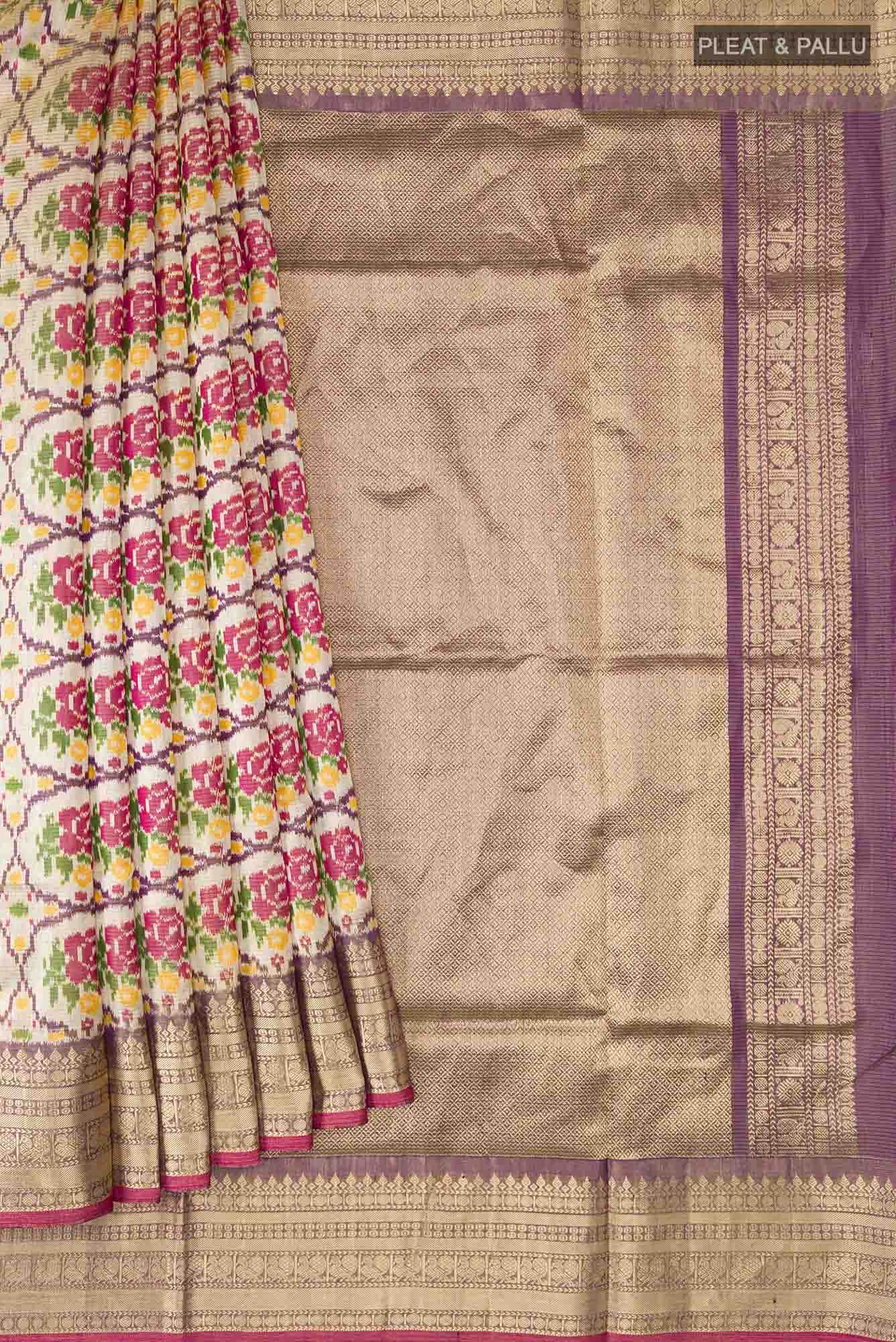 Beige Rajkot Patola Silk Saree