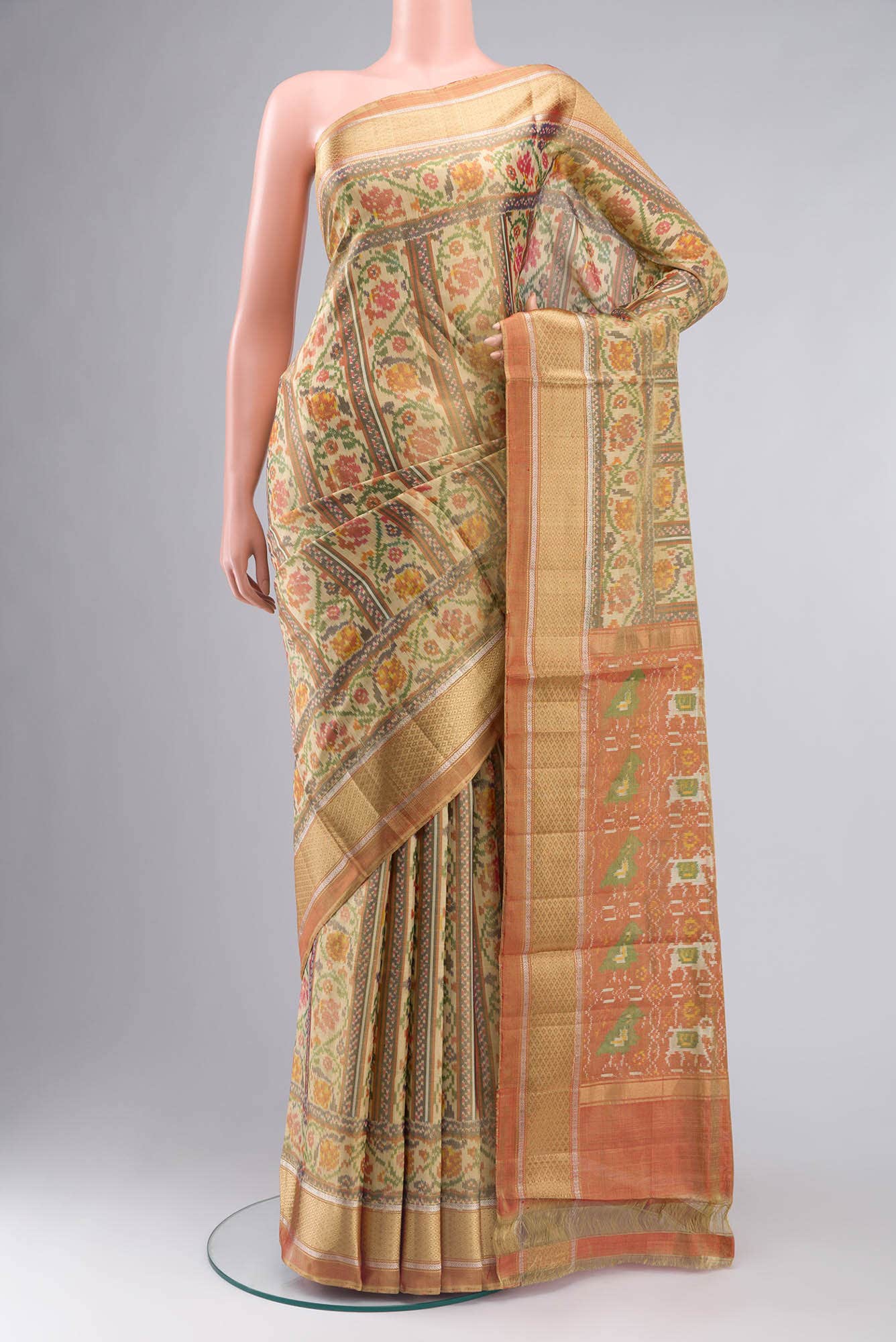Beige Rajkot Patola Silk Saree