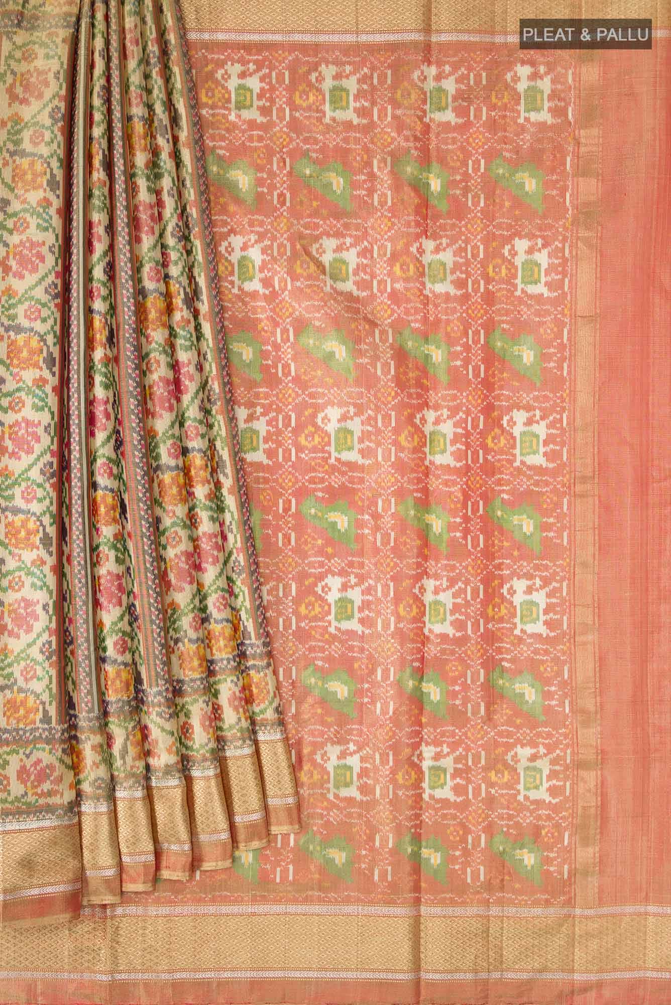 Beige Rajkot Patola Silk Saree