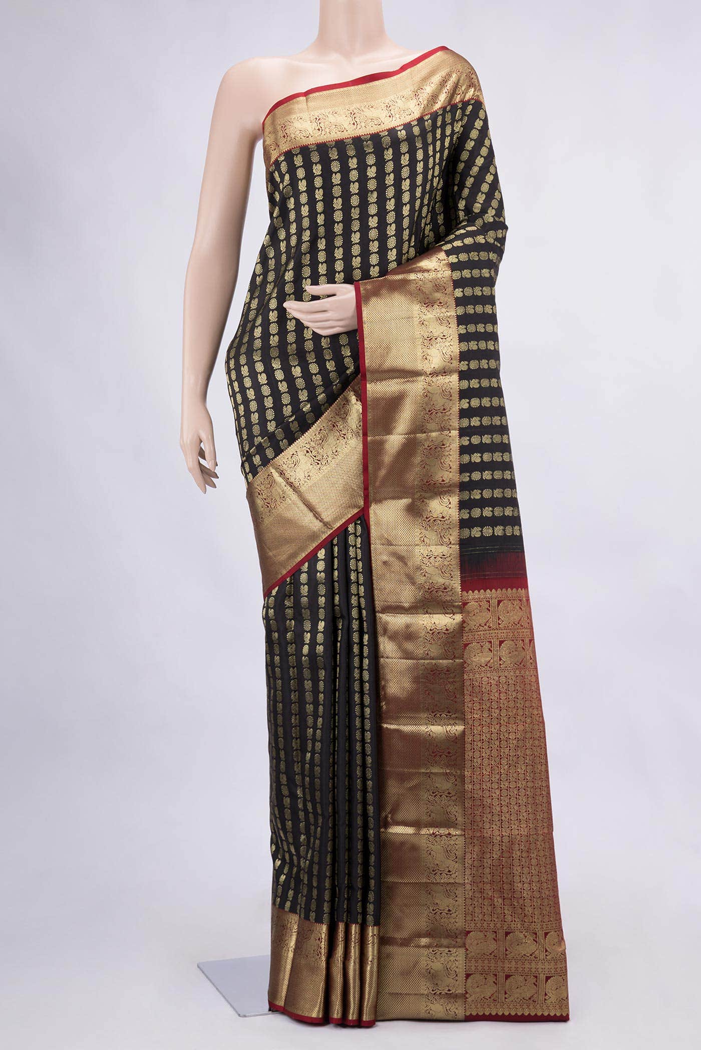 Black Dual Tone Kanchipuram Silk Saree