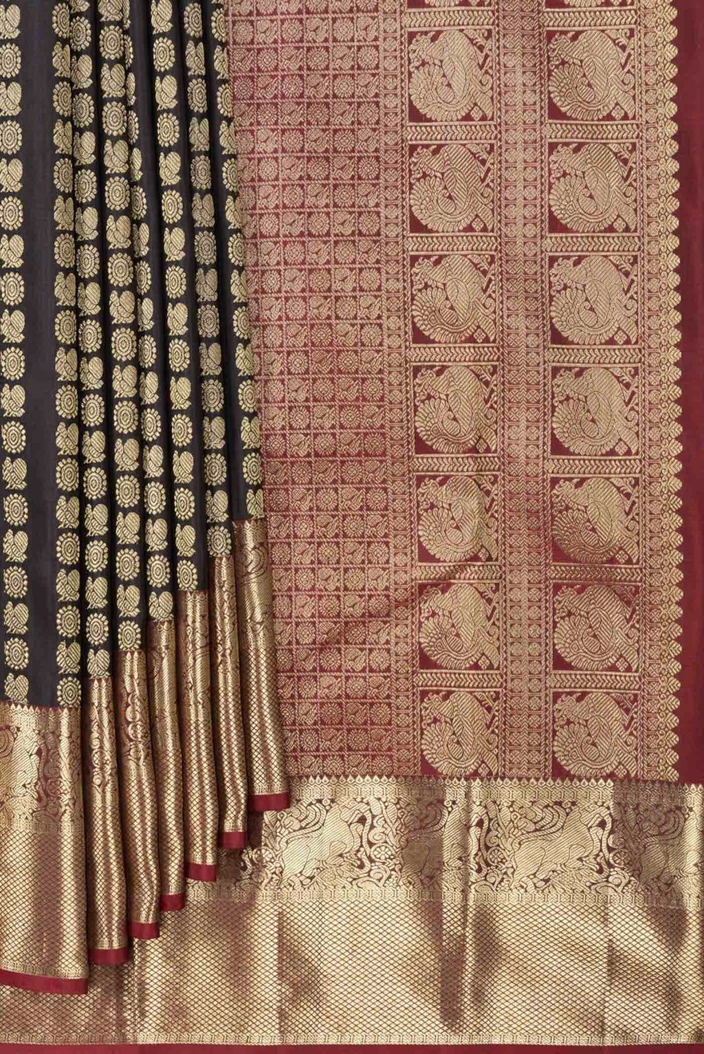 Black Dual Tone Kanchipuram Silk Saree