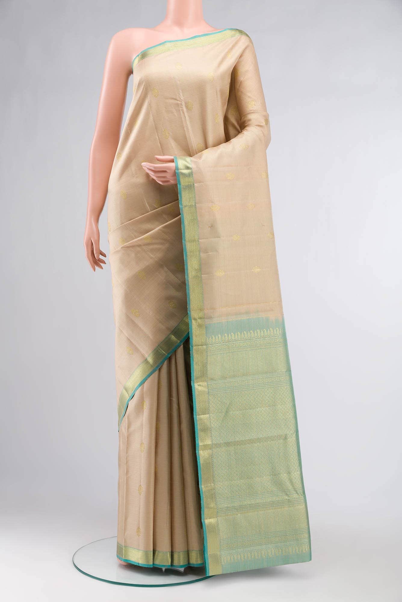 Beige Kanchipuram Silk Saree