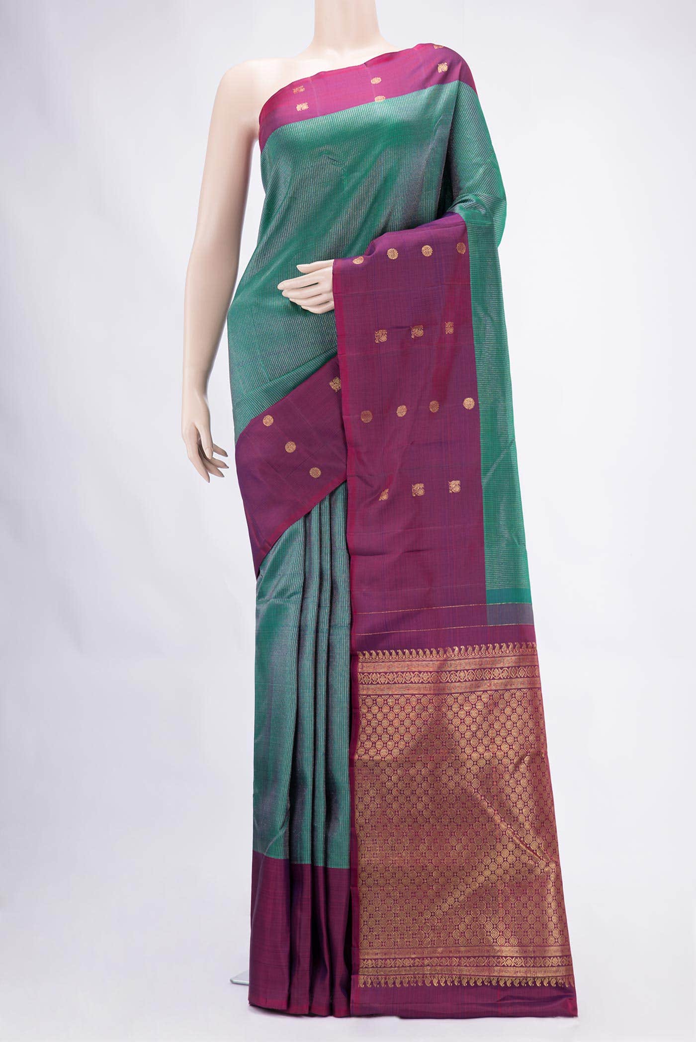 Green Dual Tone Kanchipuram Silk Saree