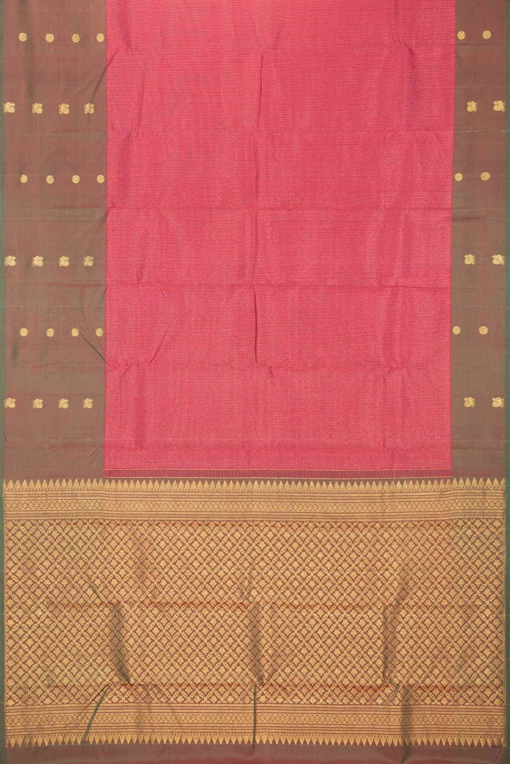 Dark Pink Dual Tone Kanchipuram Silk Saree