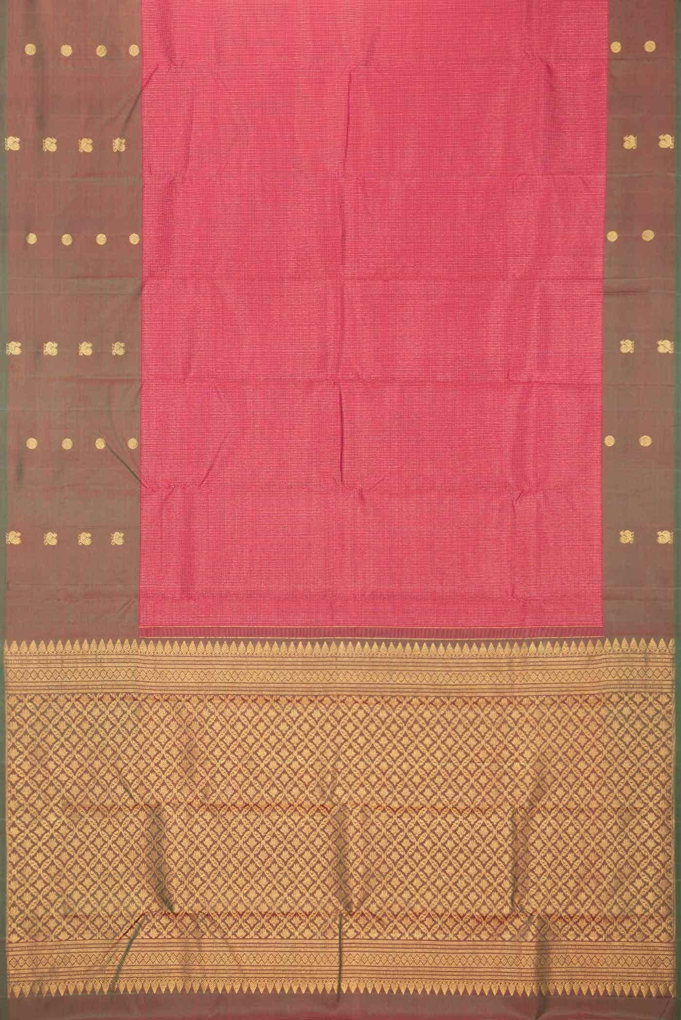 Dark Pink Dual Tone Kanchipuram Silk Saree