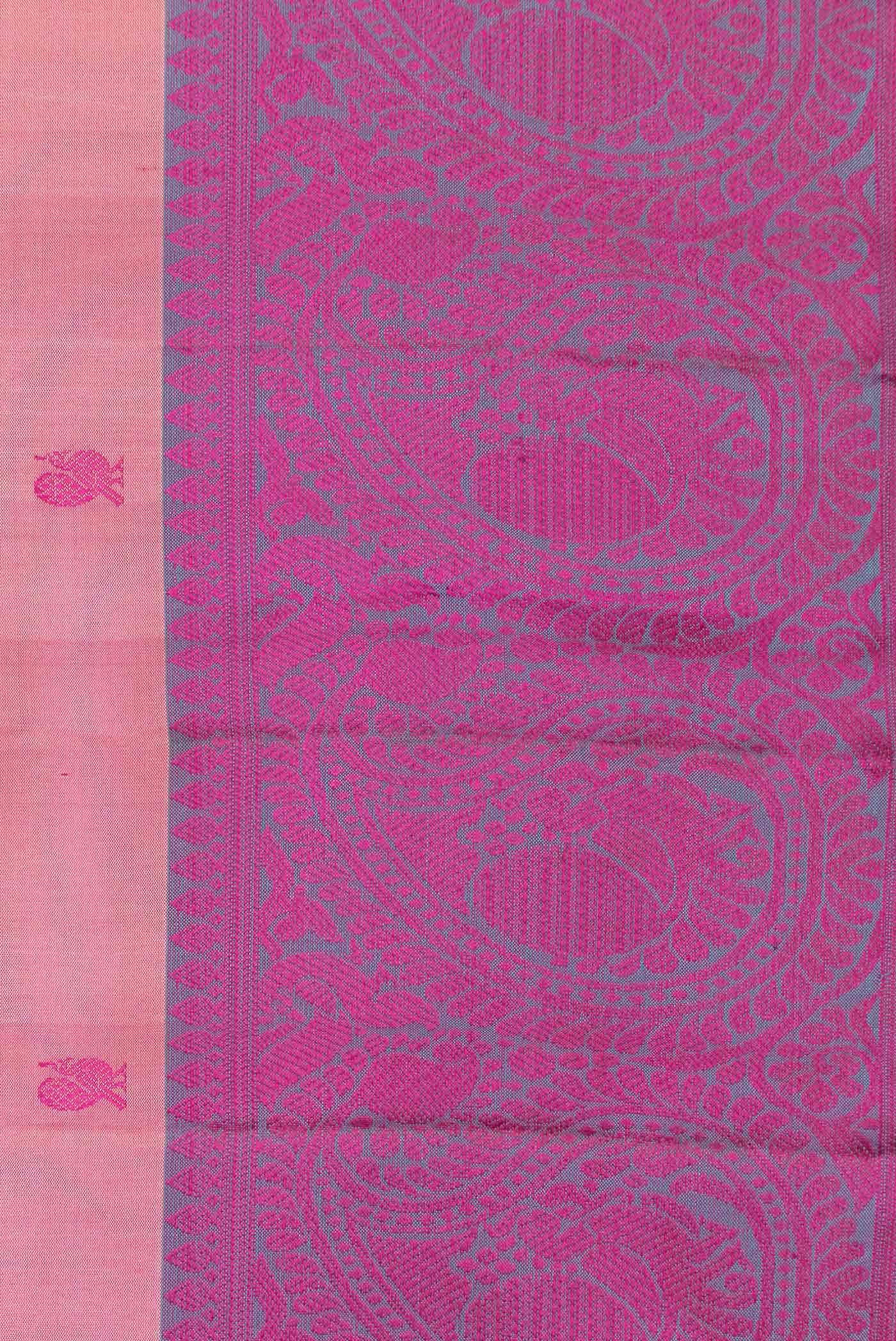Golden Peach Dual Tone Kanchipuram Silk Saree