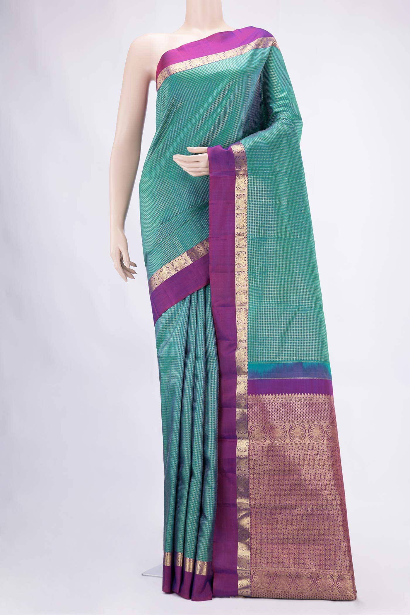 Green Dual Tone Kanchipuram Silk Saree