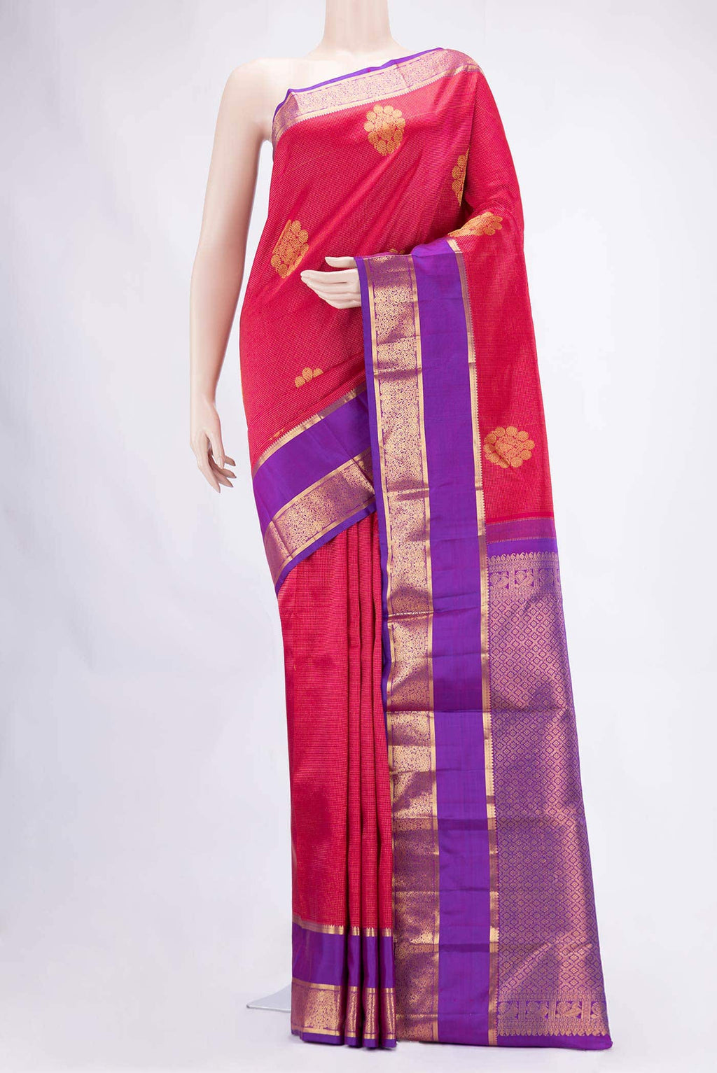 Red Dual Tone Kanchipuram Silk Saree