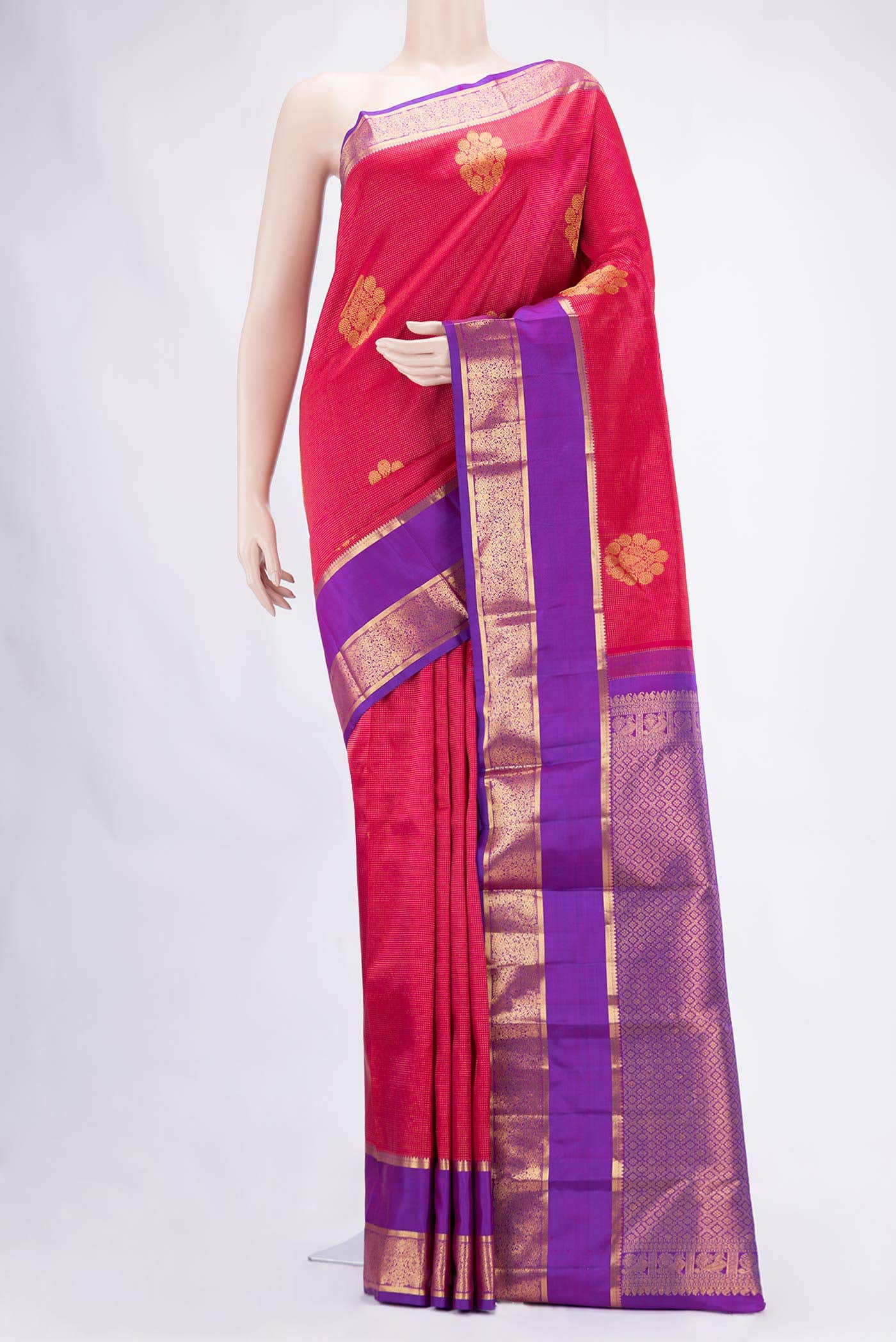Red Dual Tone Kanchipuram Silk Saree