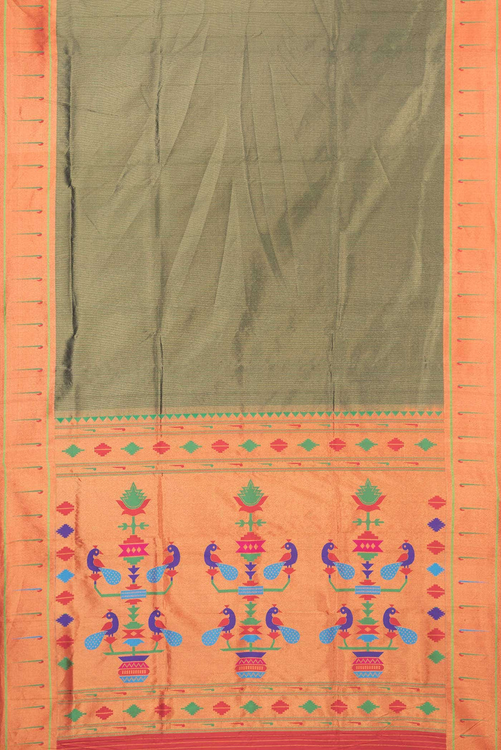 Green Dual Tone Paithani Silk Saree