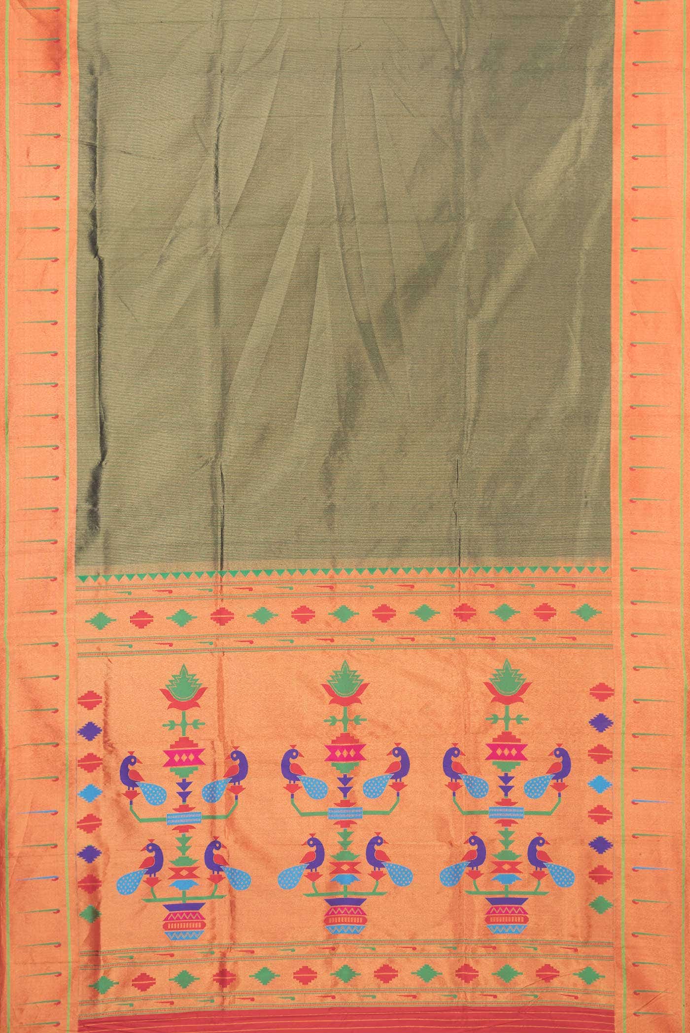 Green Dual Tone Paithani Silk Saree