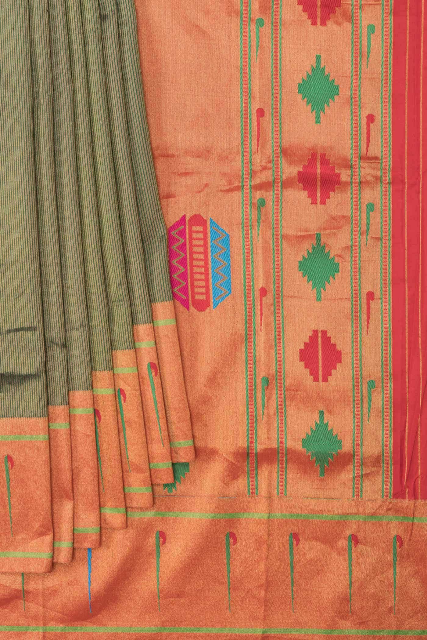 Green Dual Tone Paithani Silk Saree