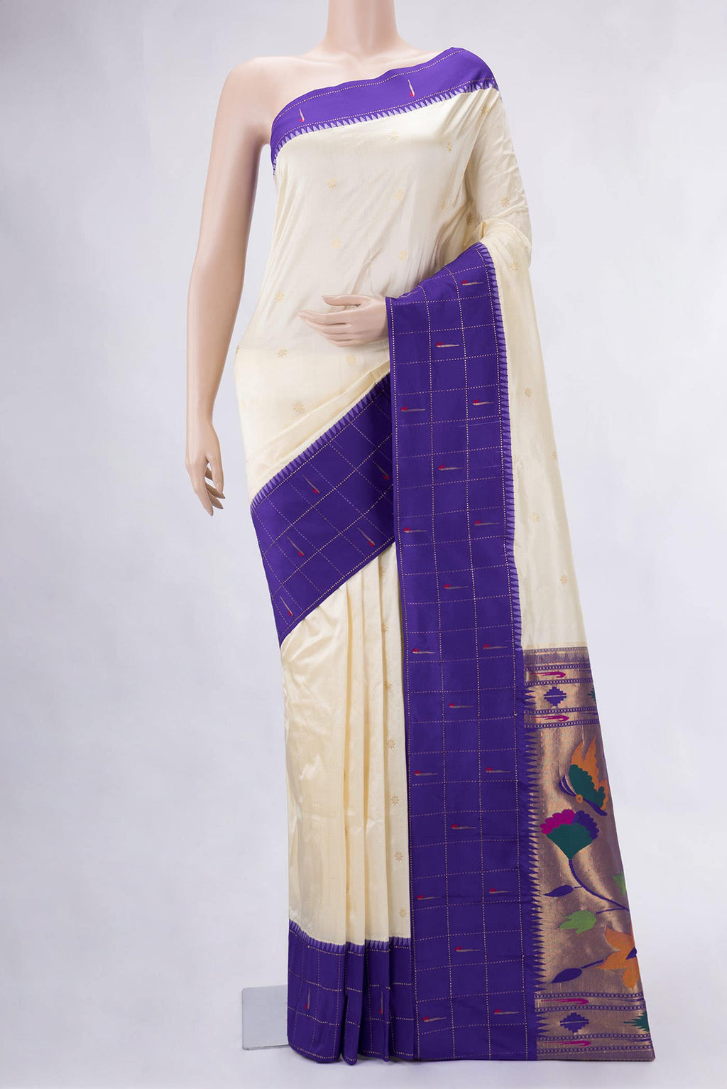 Off White Paithani Silk Saree