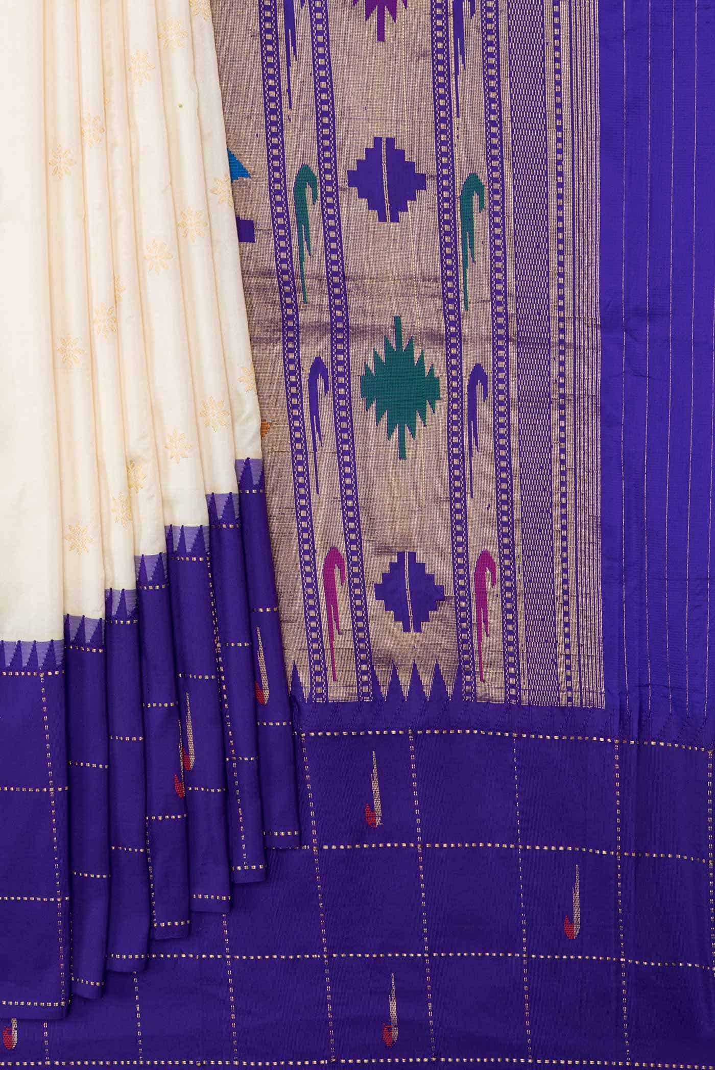 Off White Paithani Silk Saree