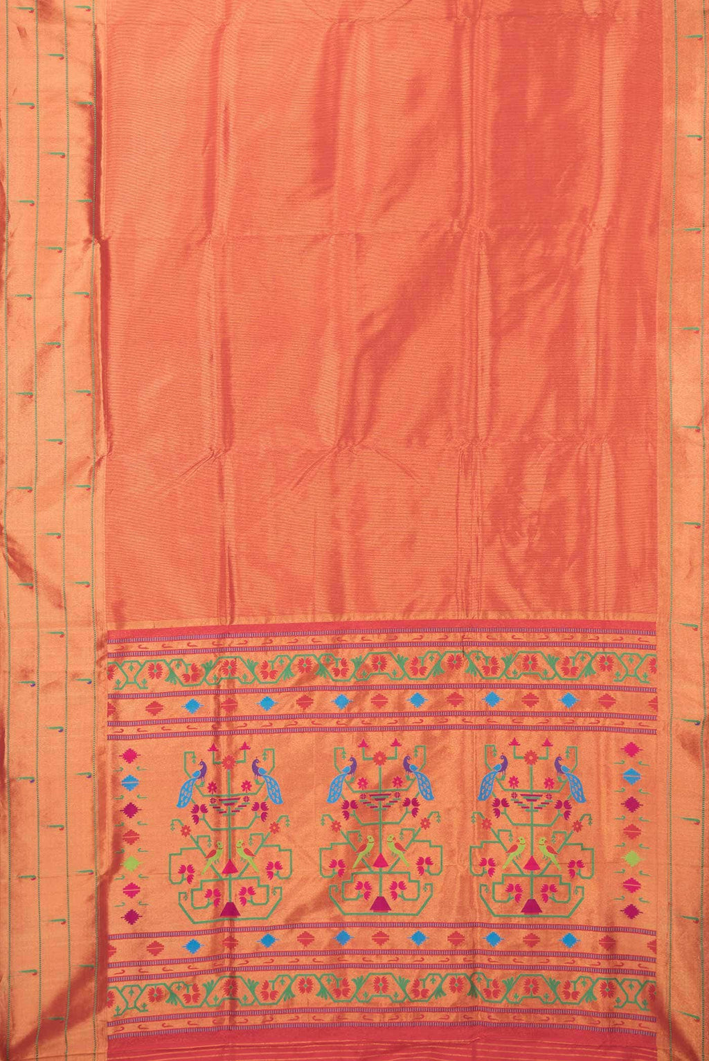 Red Dual Tone Paithani Silk Saree