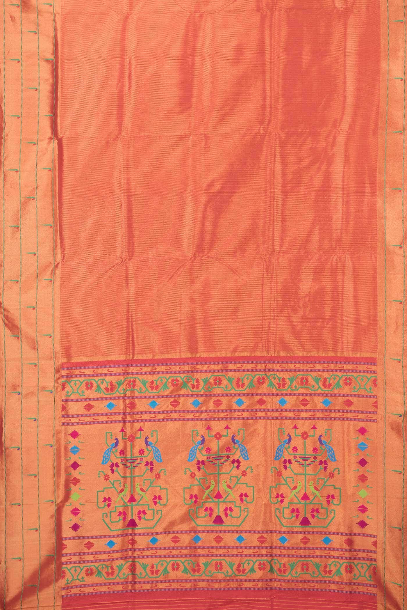 Red Dual Tone Paithani Silk Saree