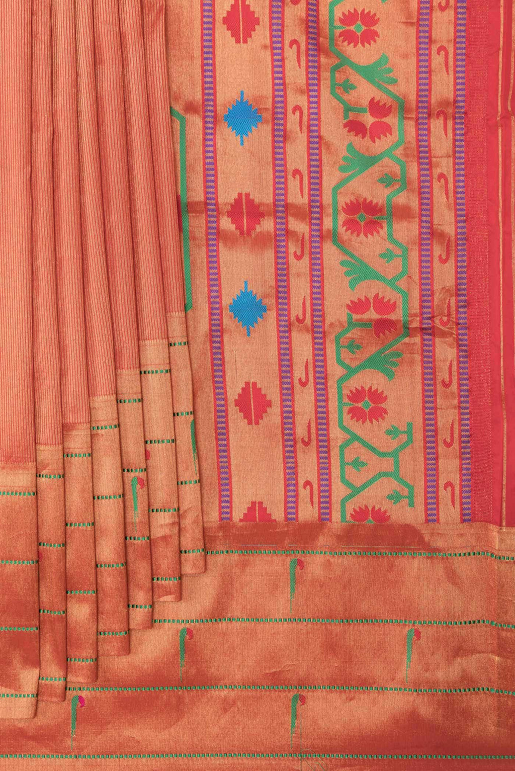 Red Dual Tone Paithani Silk Saree