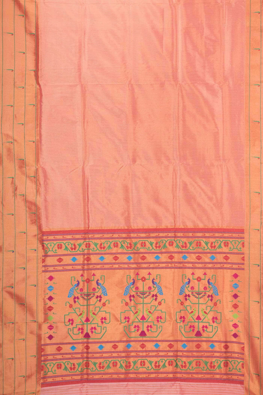Peach Dual Tone Paithani Silk Saree