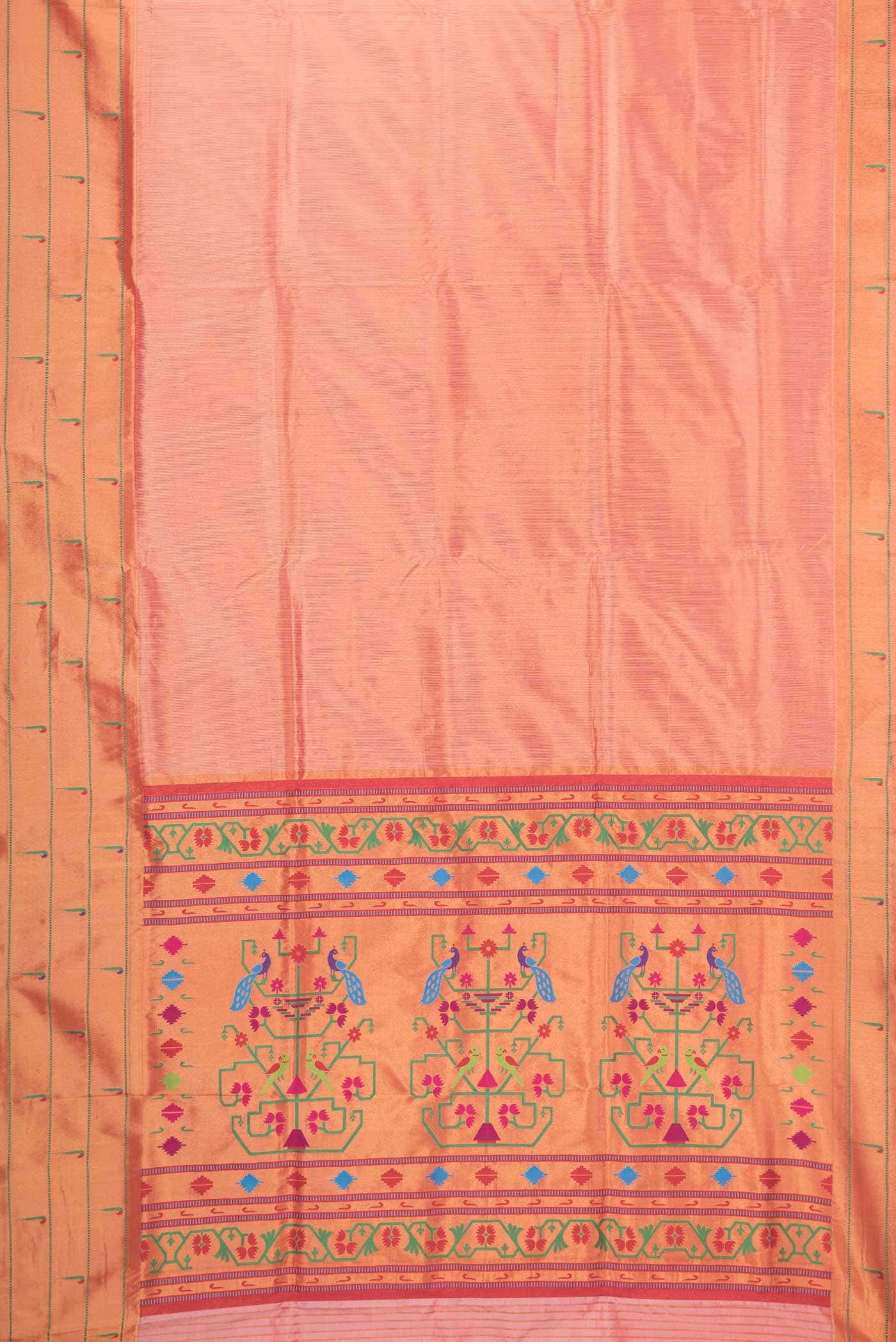 Peach Dual Tone Paithani Silk Saree